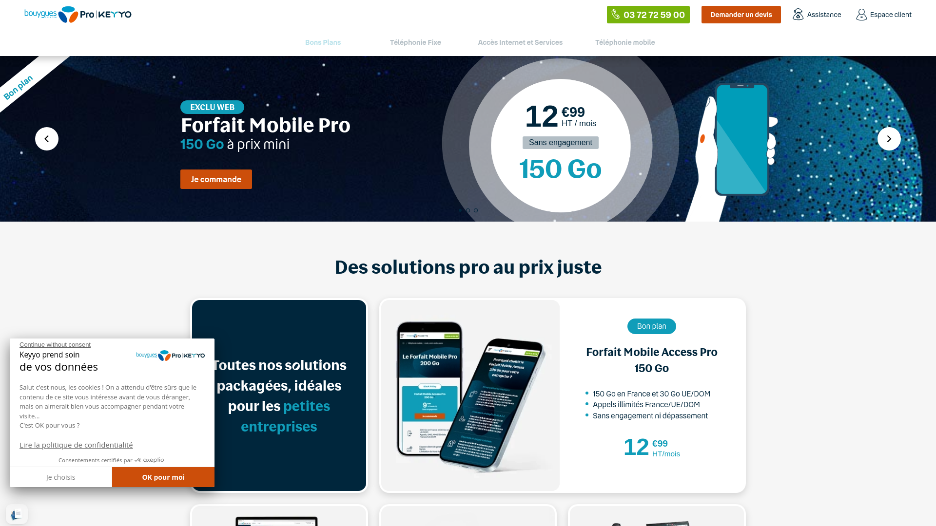 website screenshot of https://keyyo.com