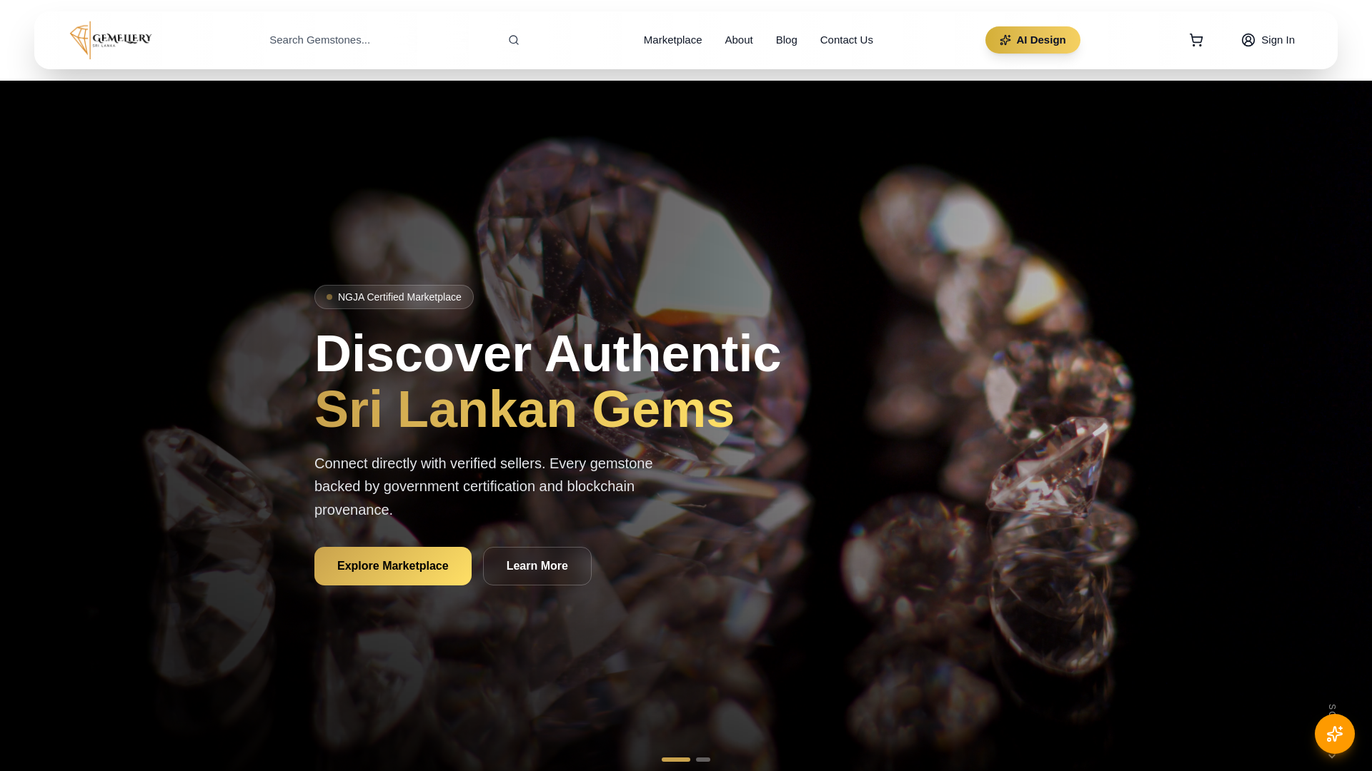 website screenshot of https://gemellery.lk/