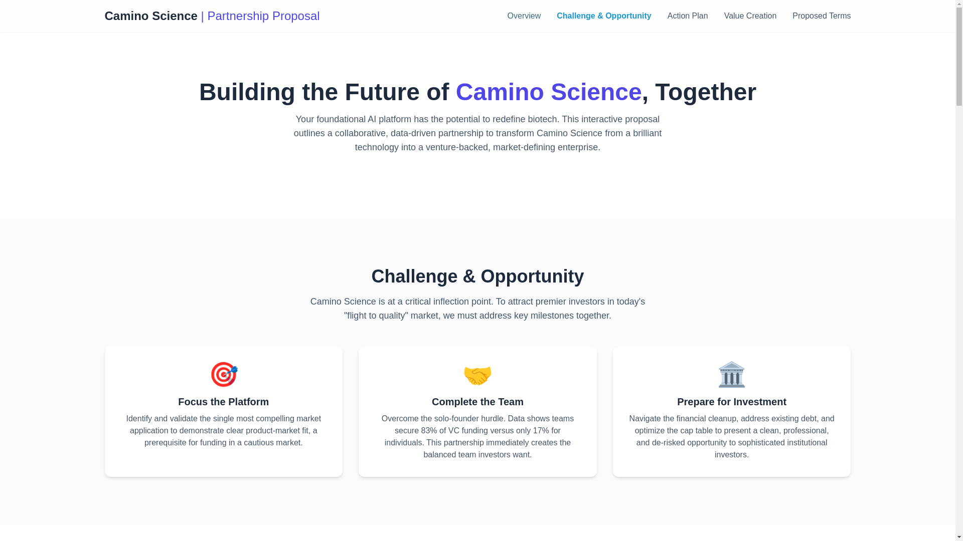 website screenshot of https://camino-science.pages.dev/