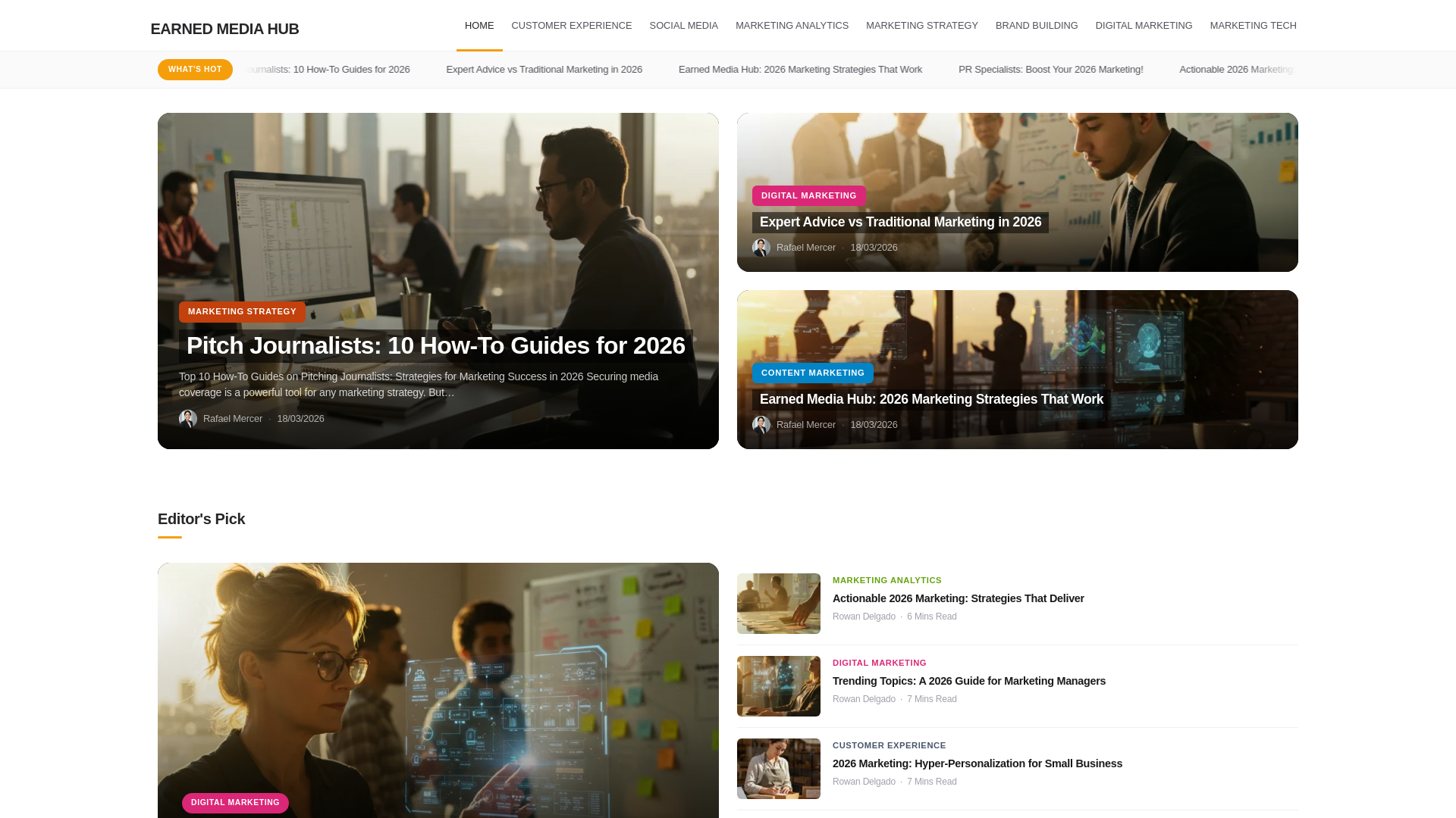 website screenshot of https://earnedmediahub.com/