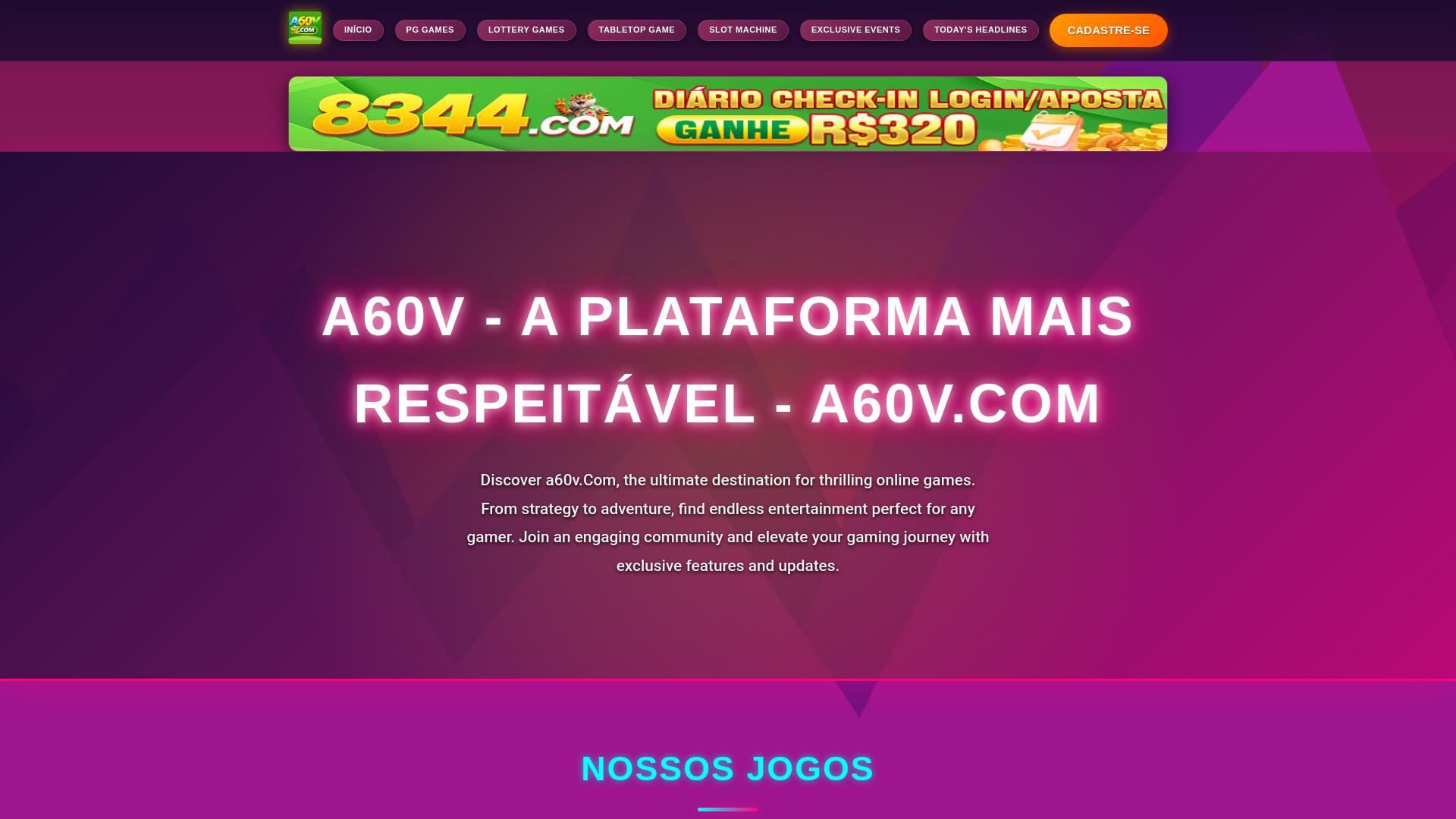 website screenshot of https://a60vbet.com