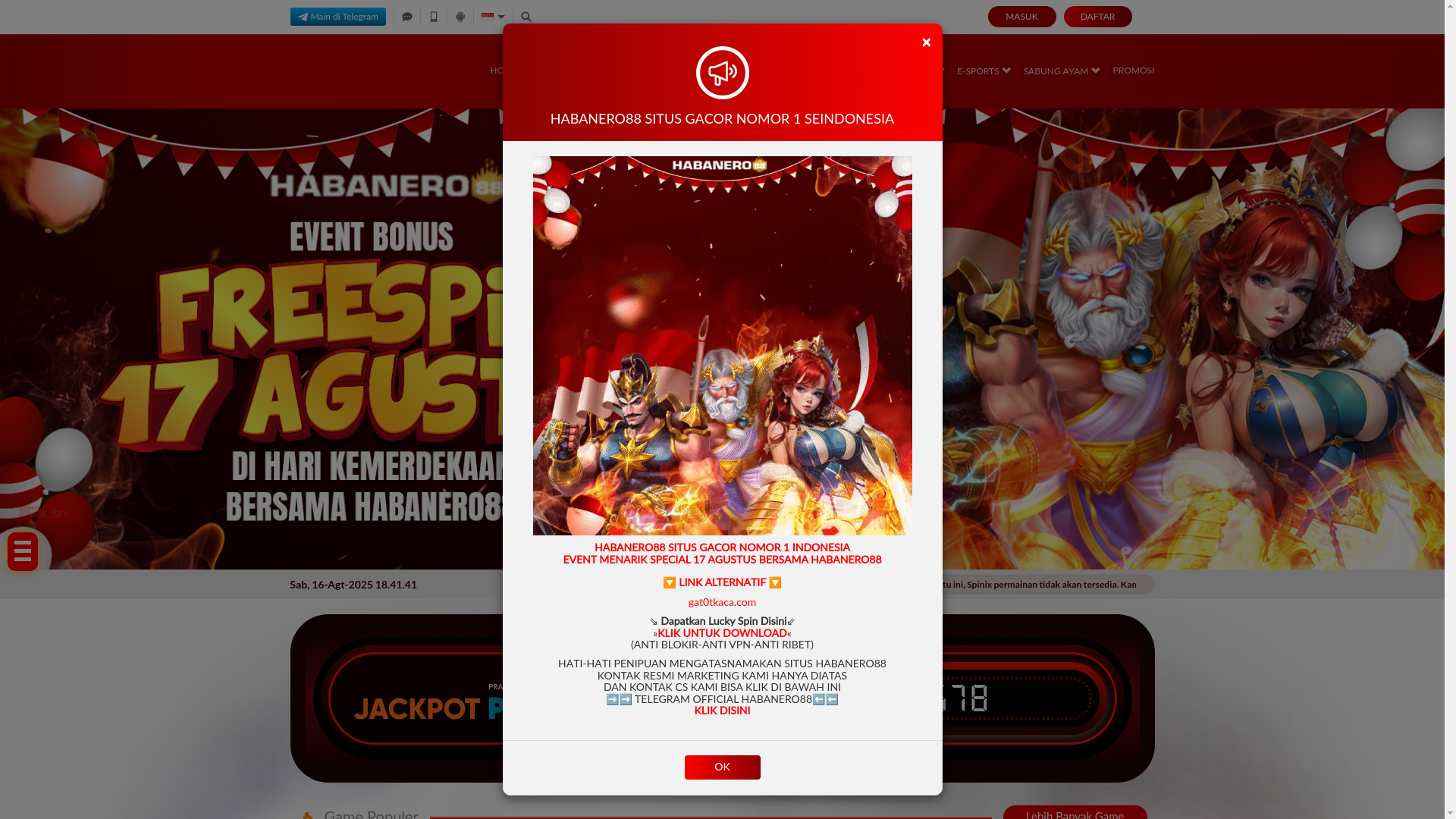 website screenshot of https://habanero88brazil.com/