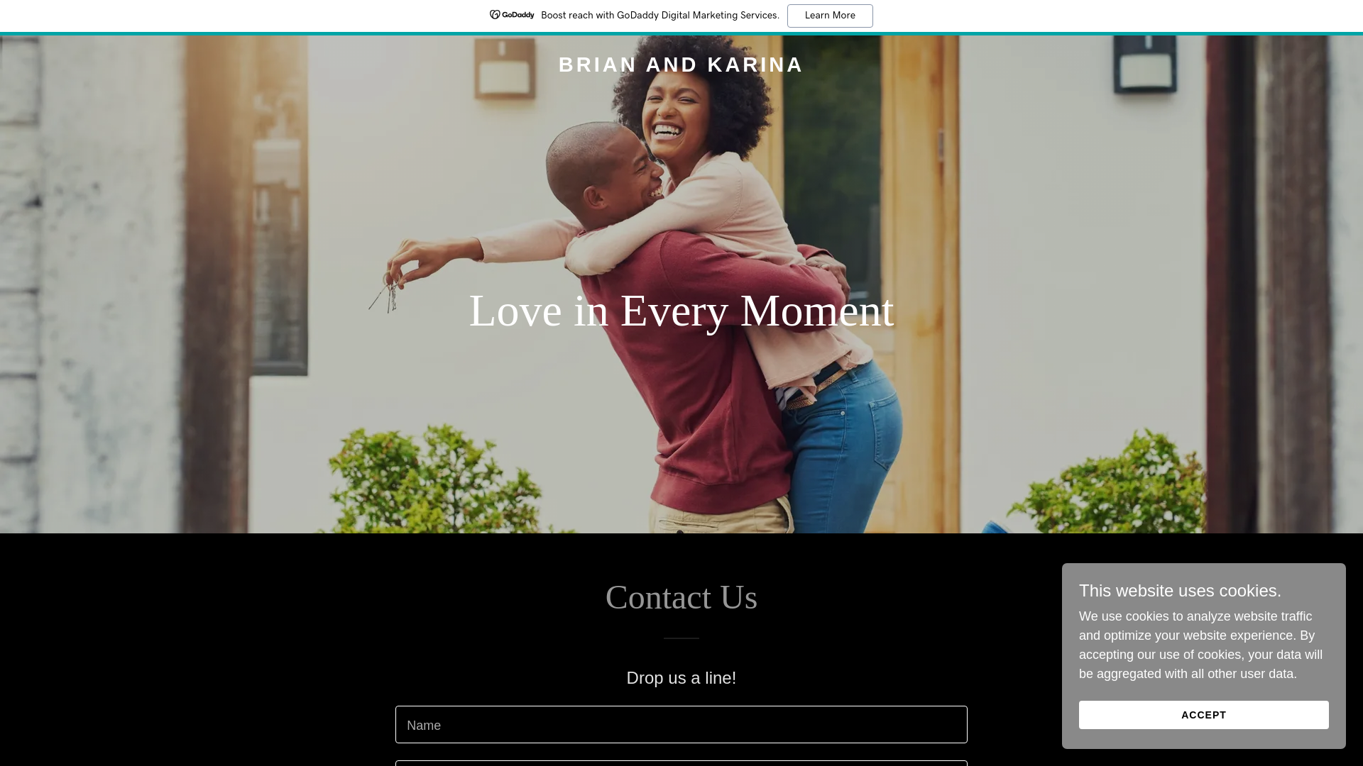 website screenshot of https://brianandkarina.love/