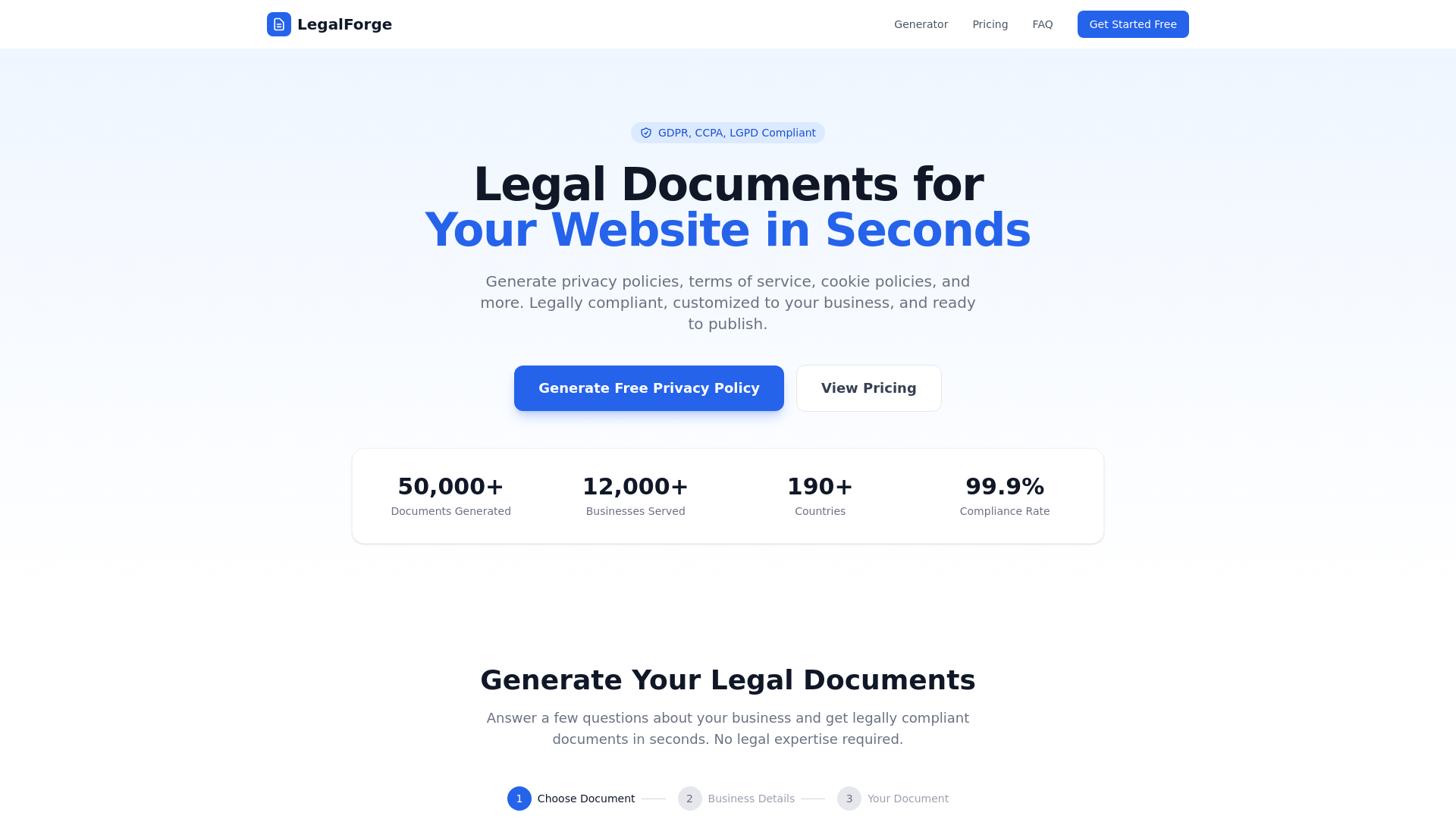 website screenshot of https://privacypolicygenerator.tools/