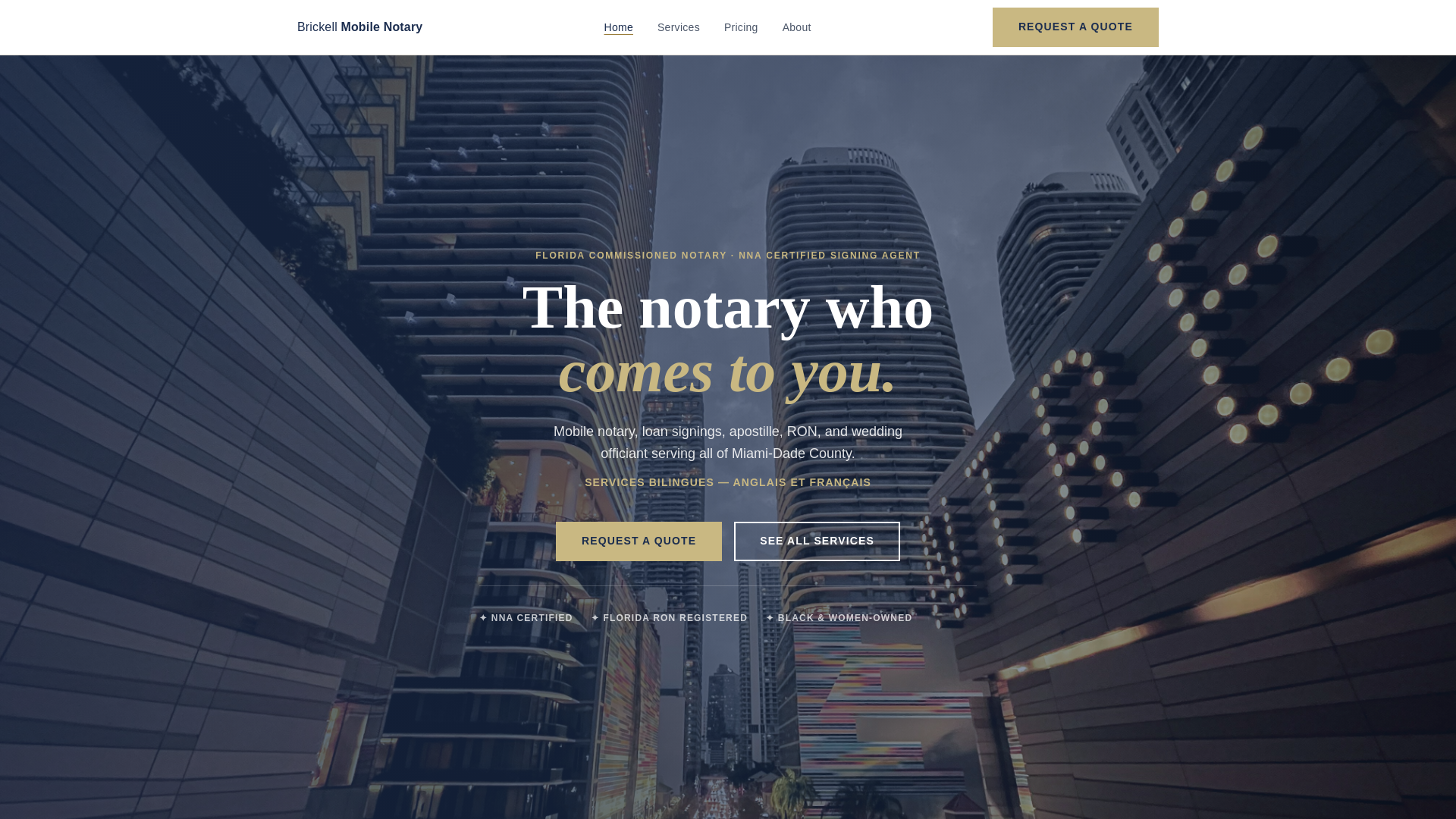 website screenshot of https://brickellmobilenotary.pages.dev/