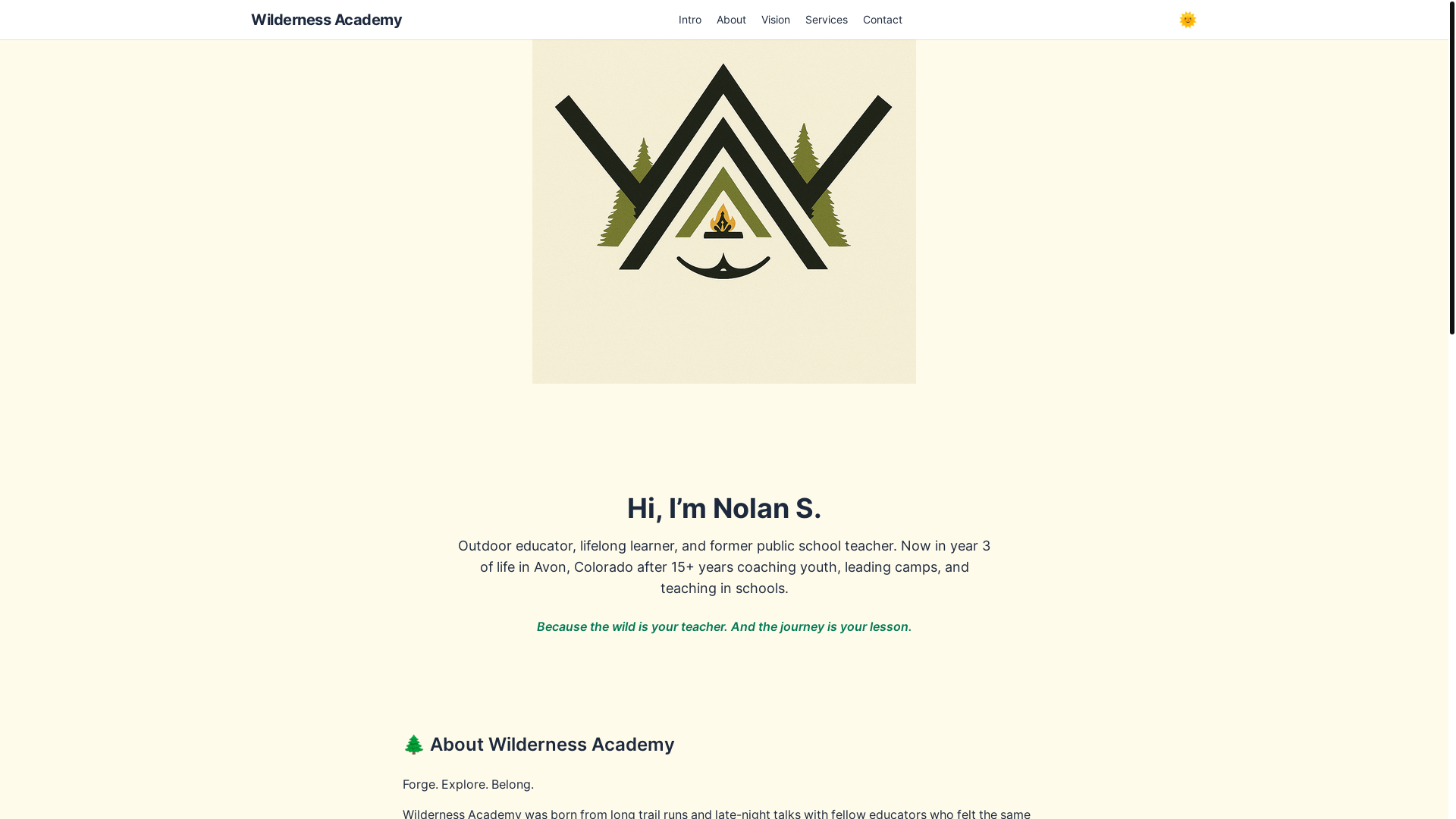 website screenshot of https://wilderness-academy.pages.dev/