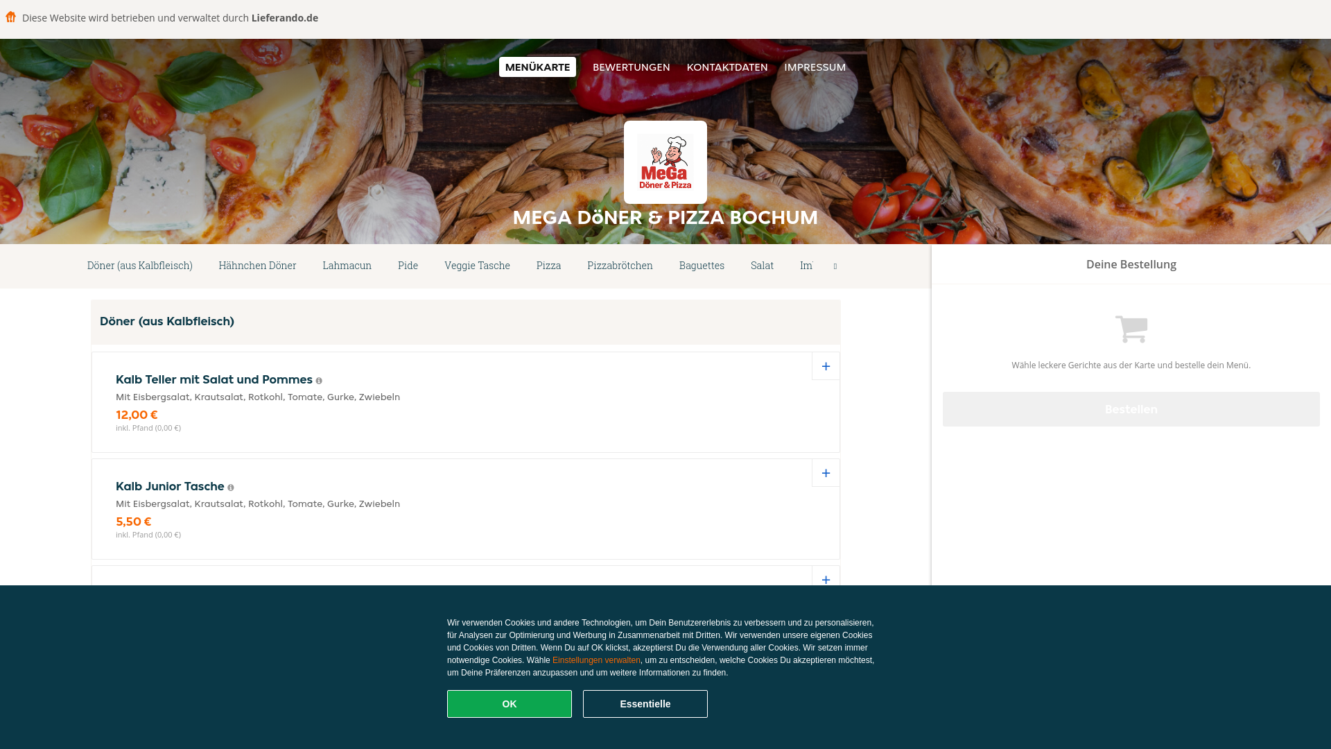 website screenshot of https://megadonerpizza-bochum.de/