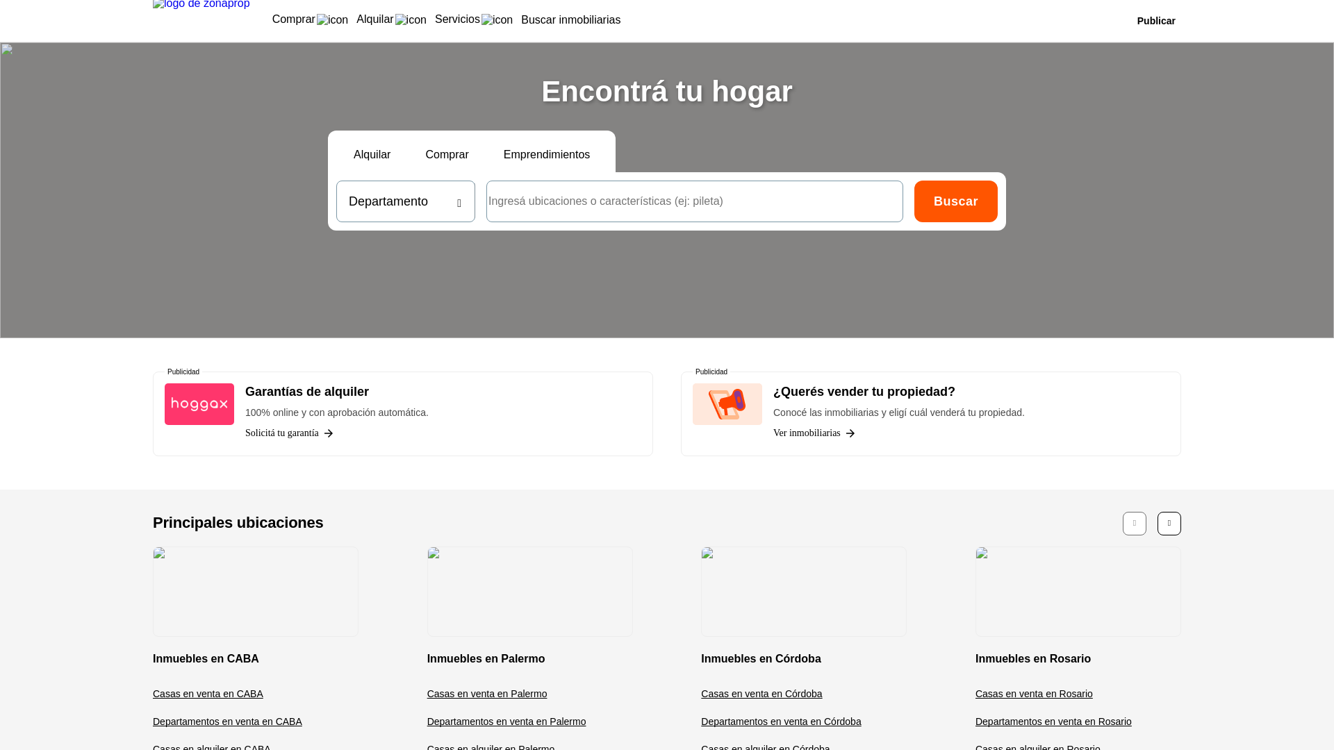 website screenshot of https://www.zonaprop.com.ar