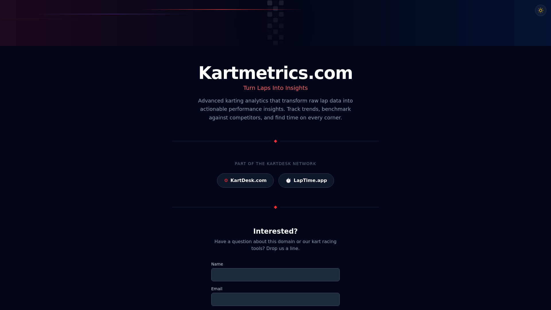 website screenshot of https://kartmetrics.com/
