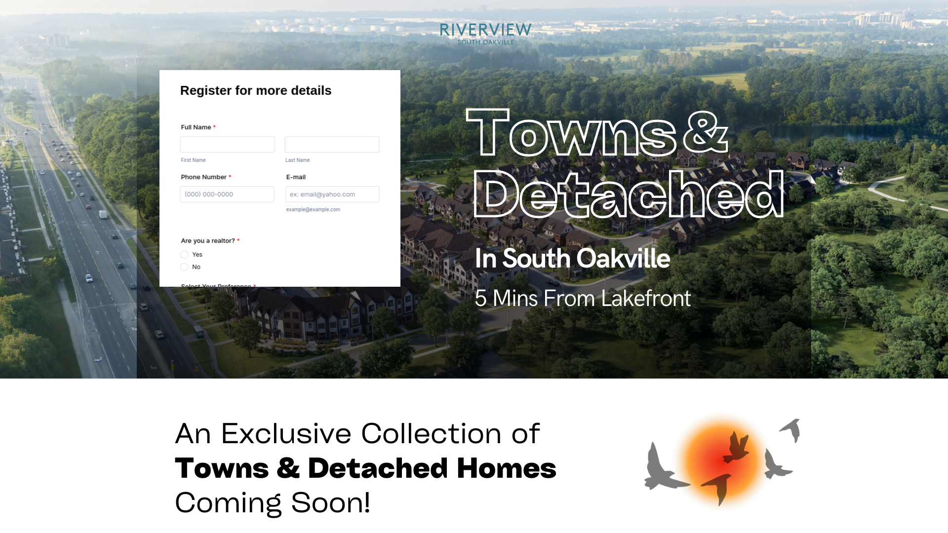 website screenshot of https://riverviewoakvillehomes.com/