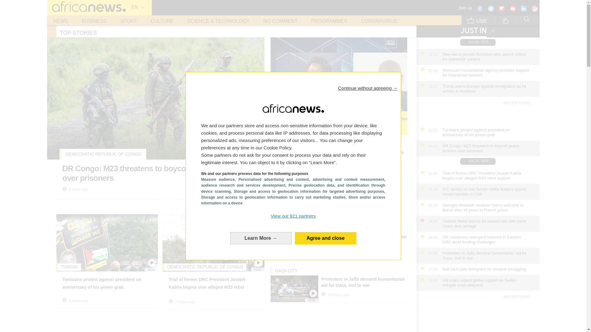 website screenshot of https://africanews.com/