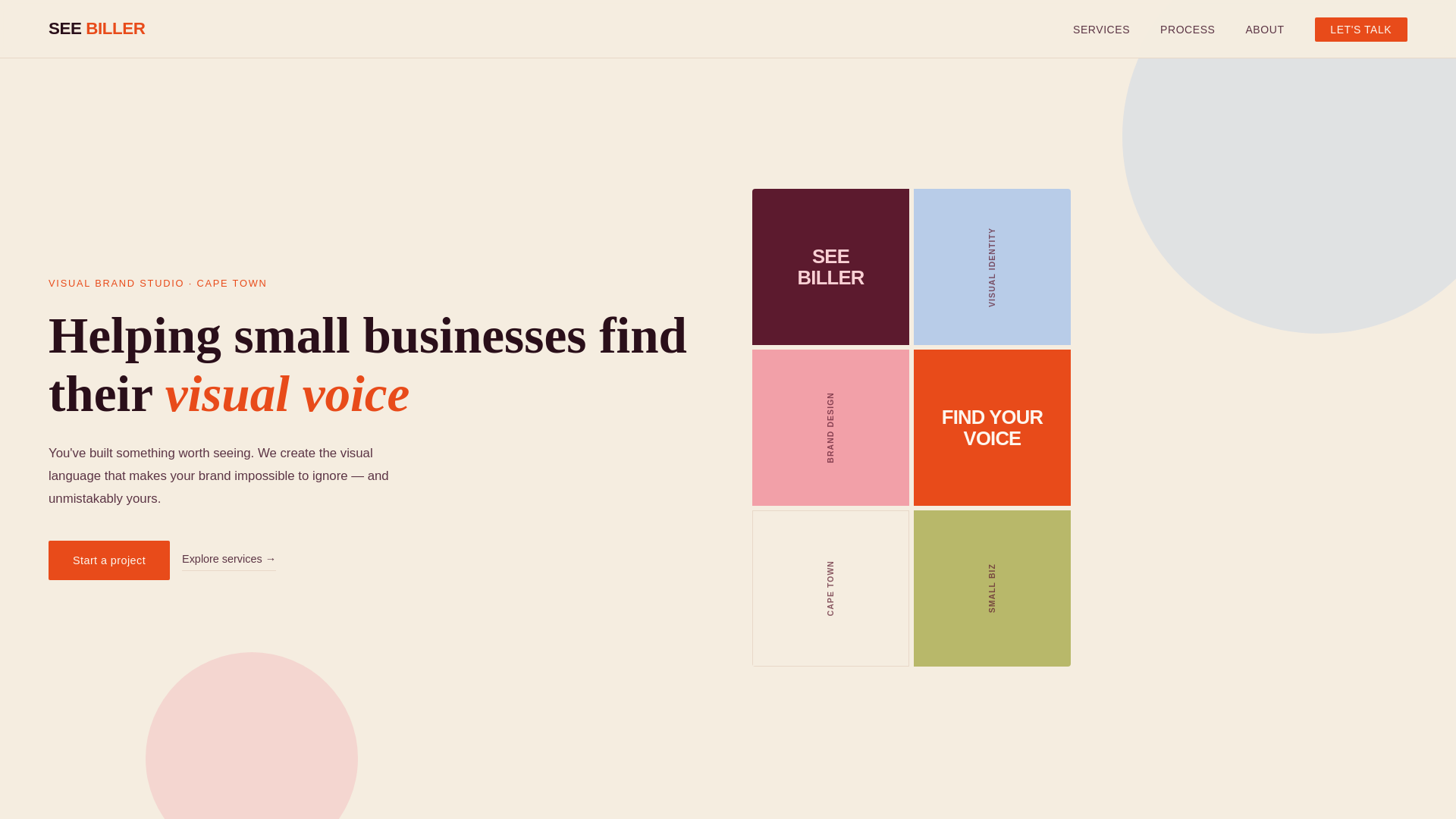 website screenshot of https://seebillerstudio.com/