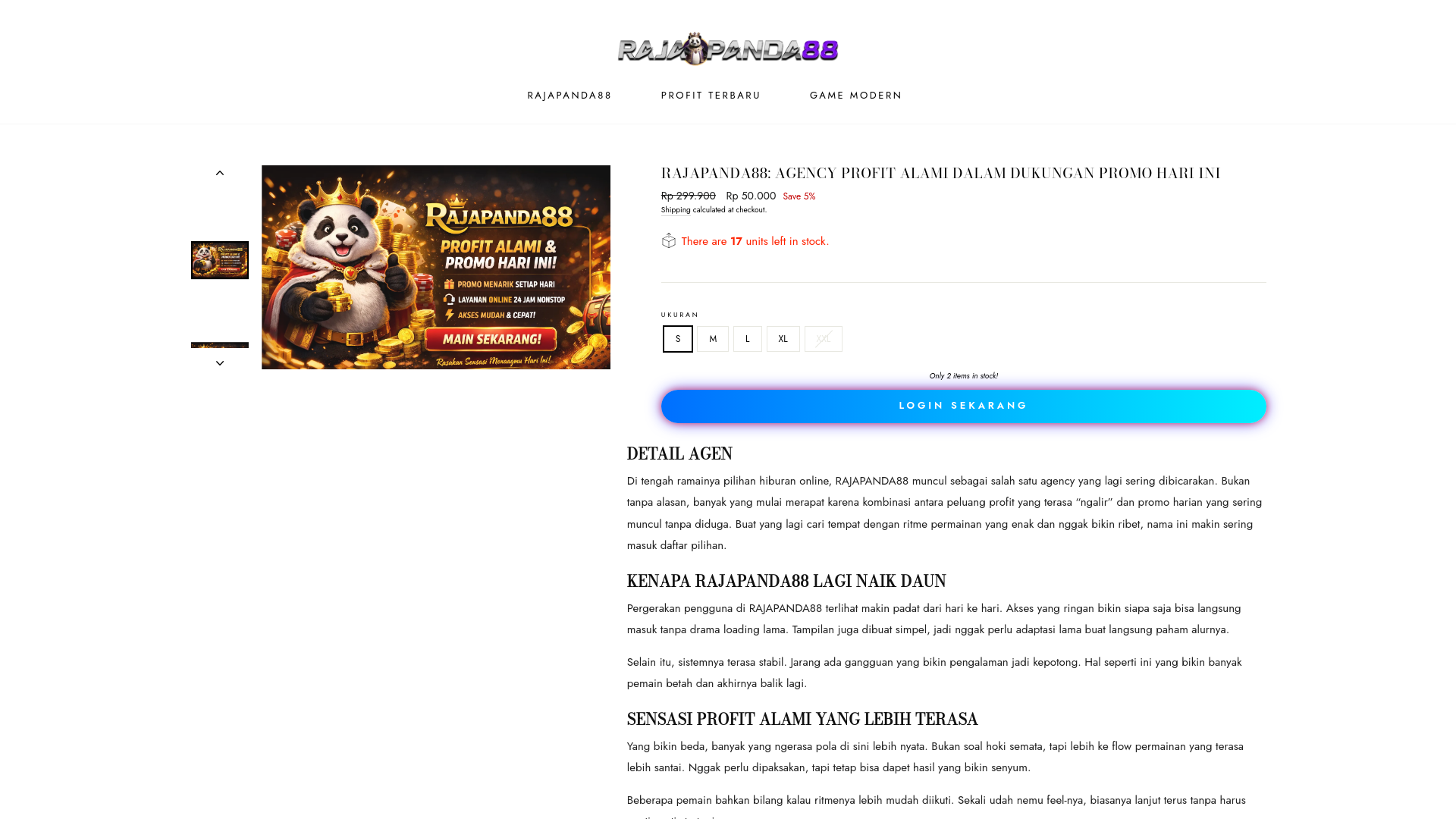 website screenshot of https://bosrajapanda88.online/