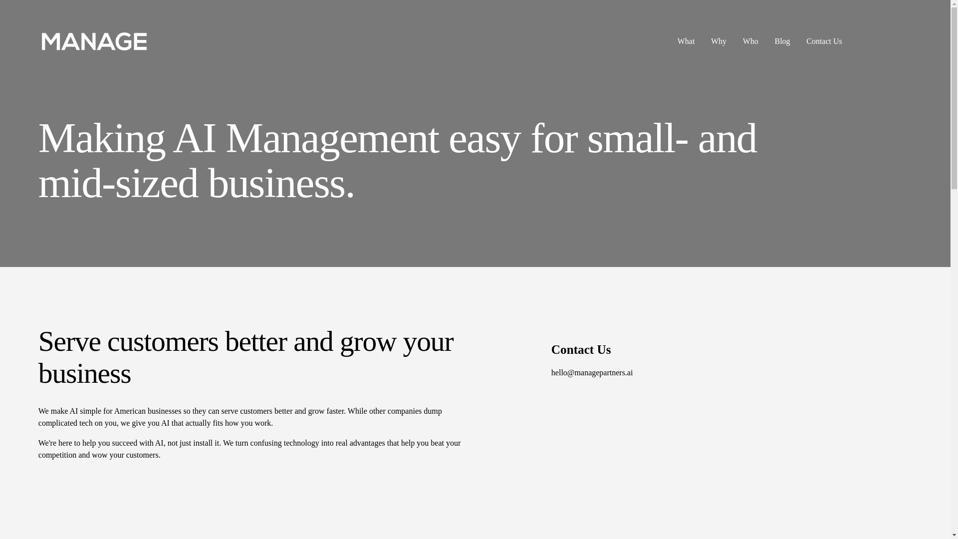 website screenshot of https://manageai.services/