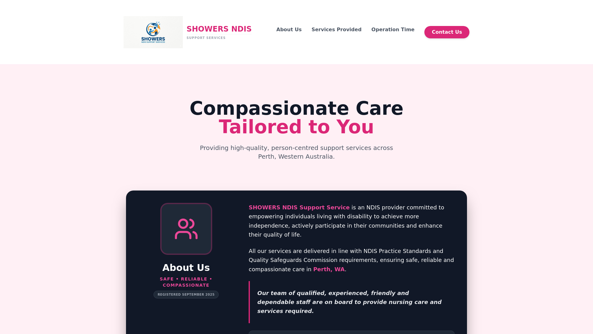 website screenshot of https://showerstgbag.com.au