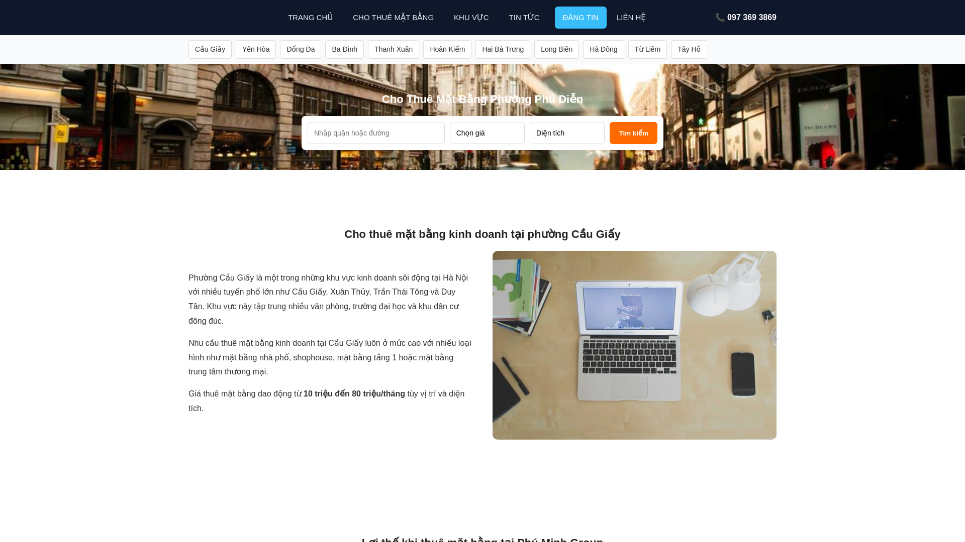 website screenshot of https://chothuematbangphuongphudien.com.vn/