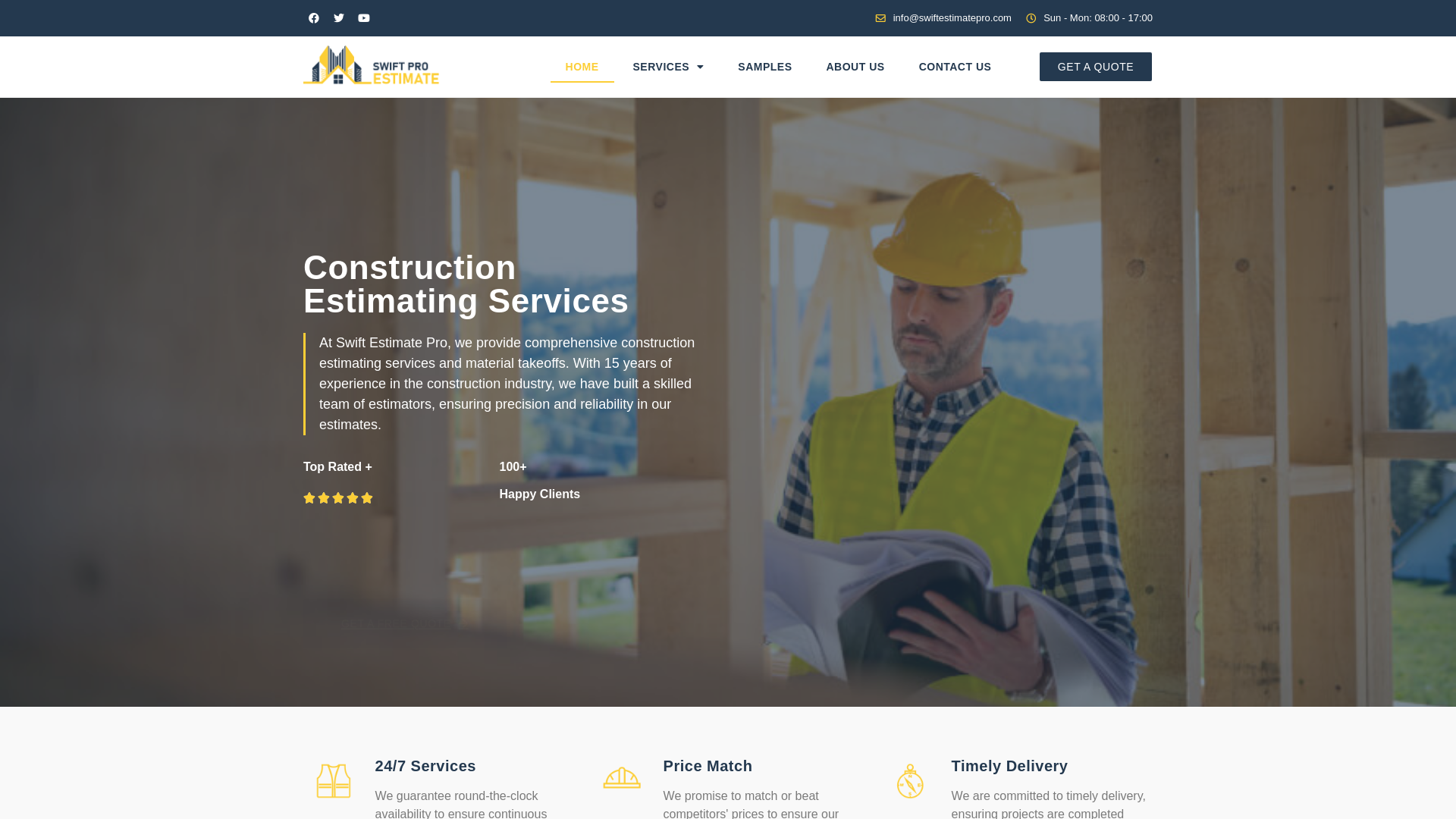 website screenshot of https://useswiftestimate.com/