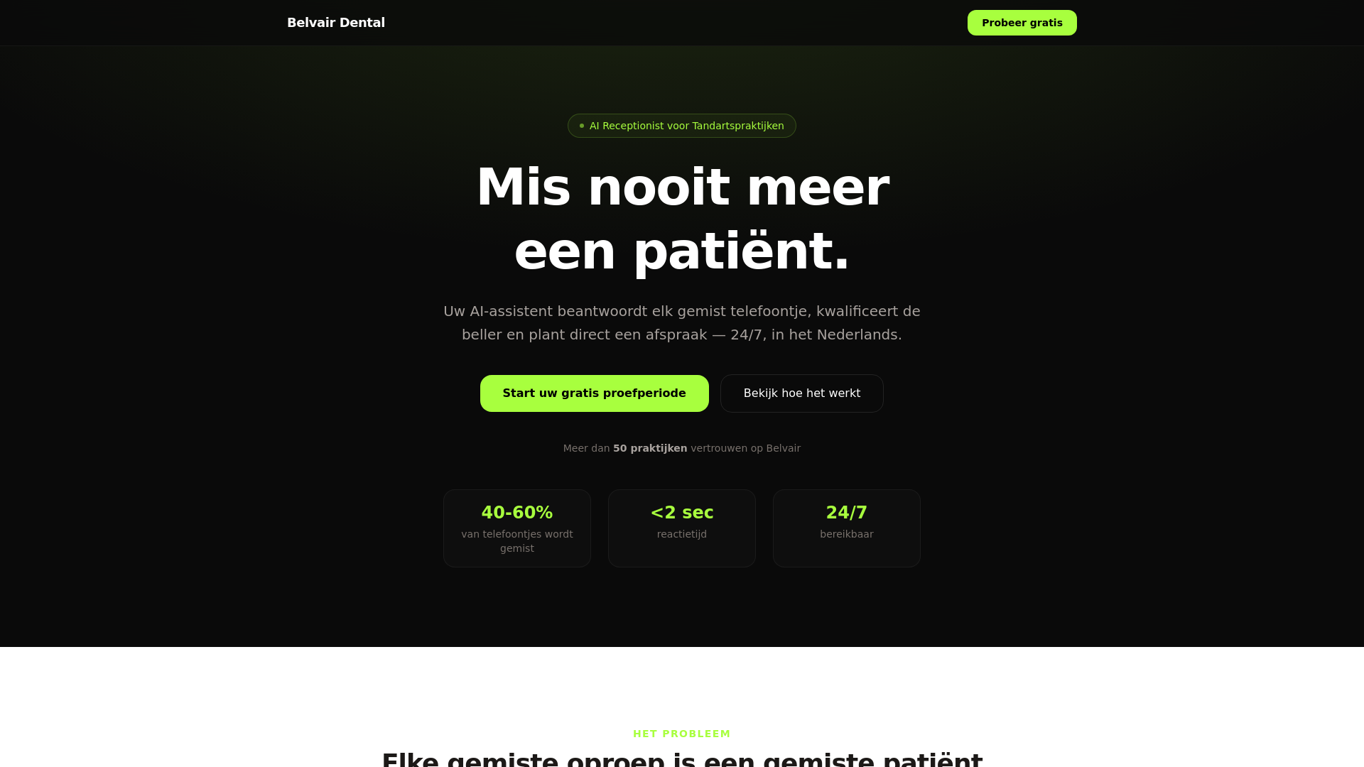 website screenshot of https://belvairdental.com