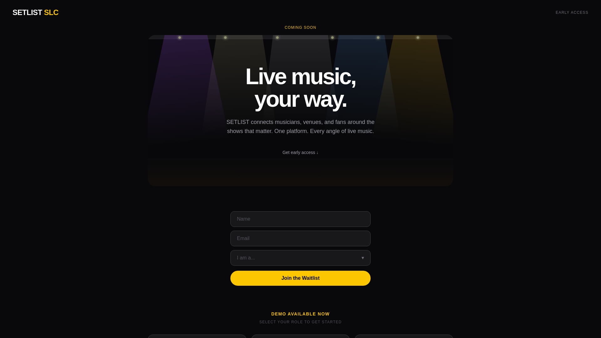 website screenshot of http://setlistco.com/