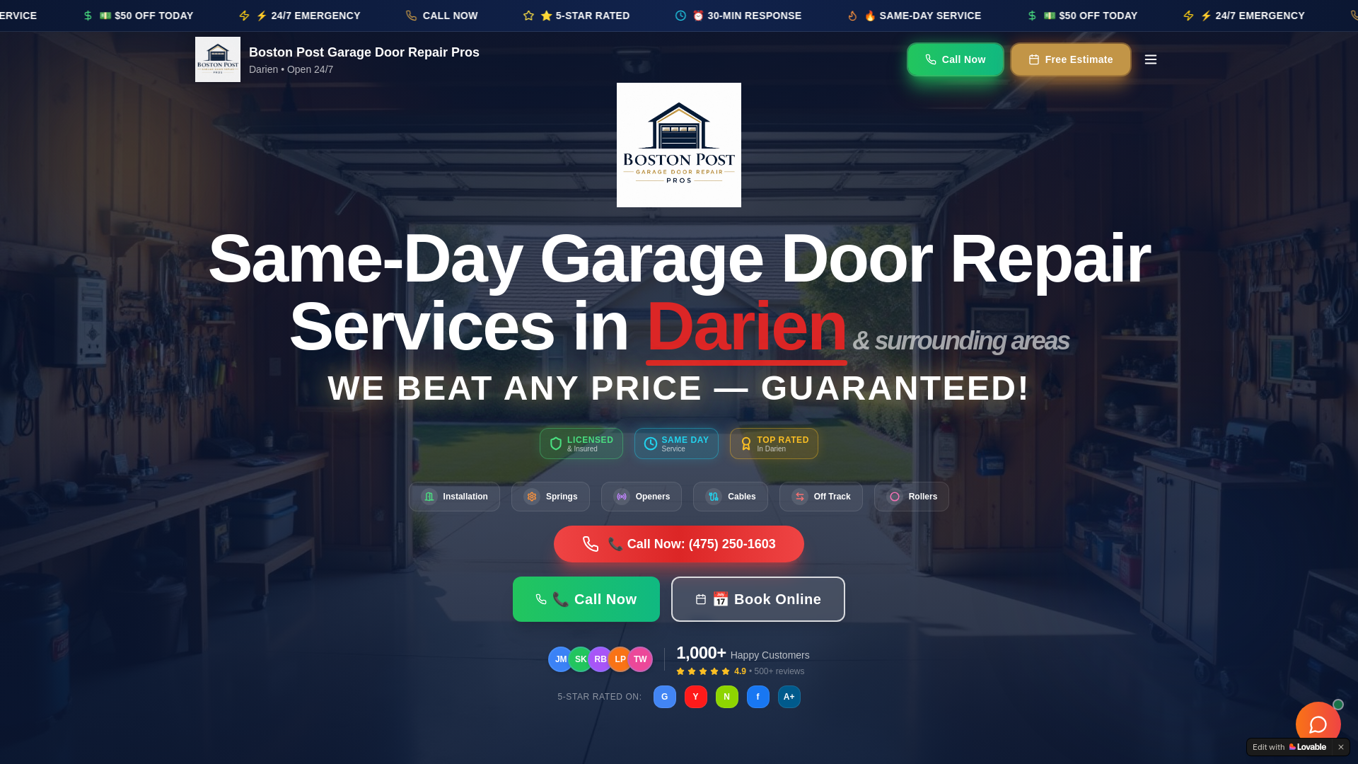 website screenshot of https://bostonpostgaragedoor.com/
