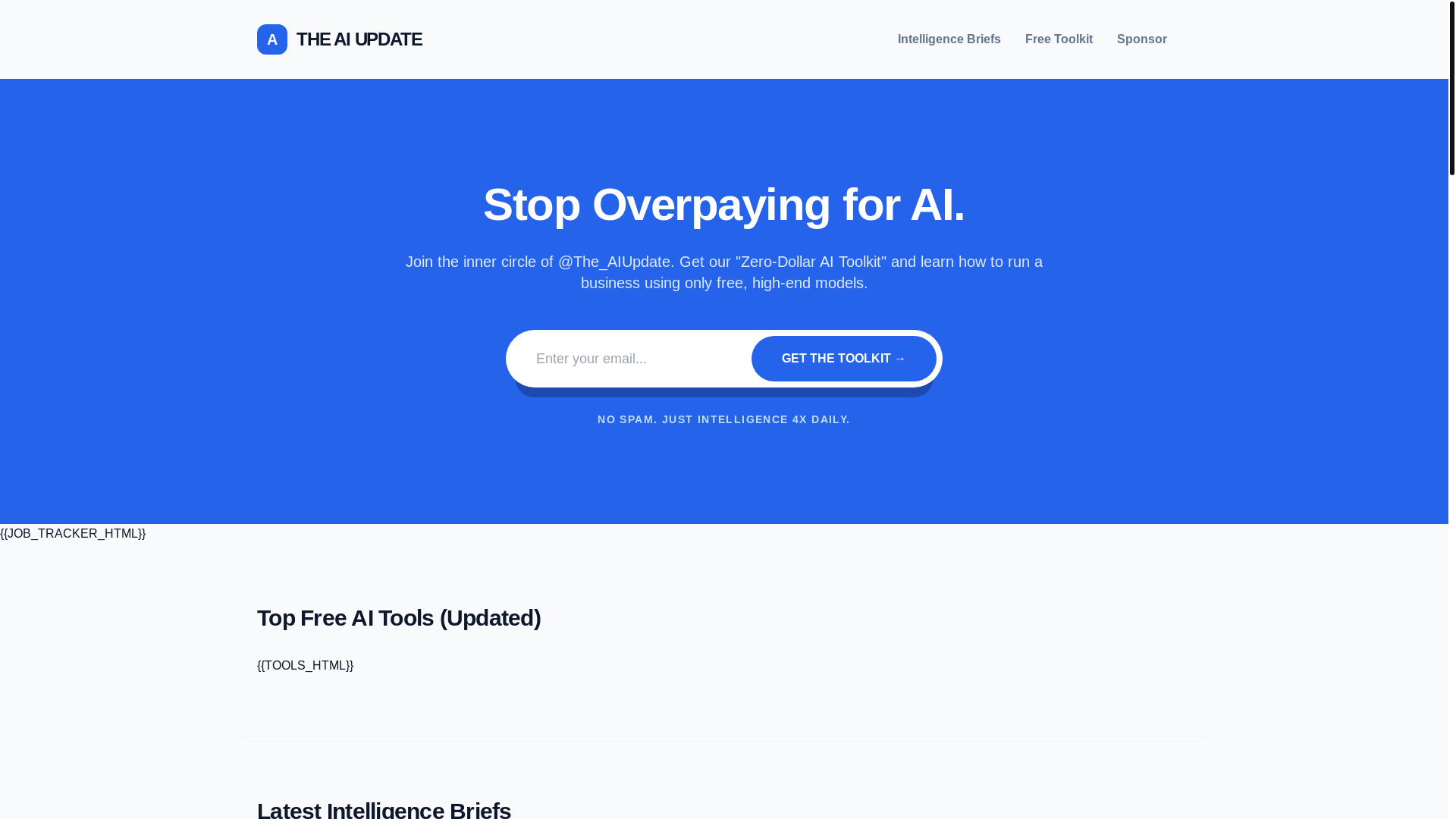 website screenshot of https://the-ai-update.pages.dev/