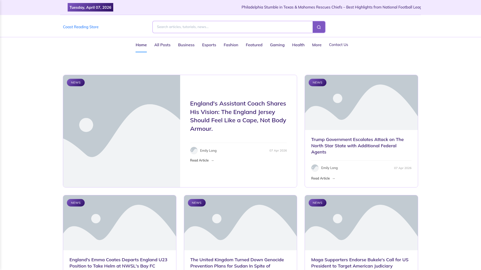 website screenshot of https://coastreading.store