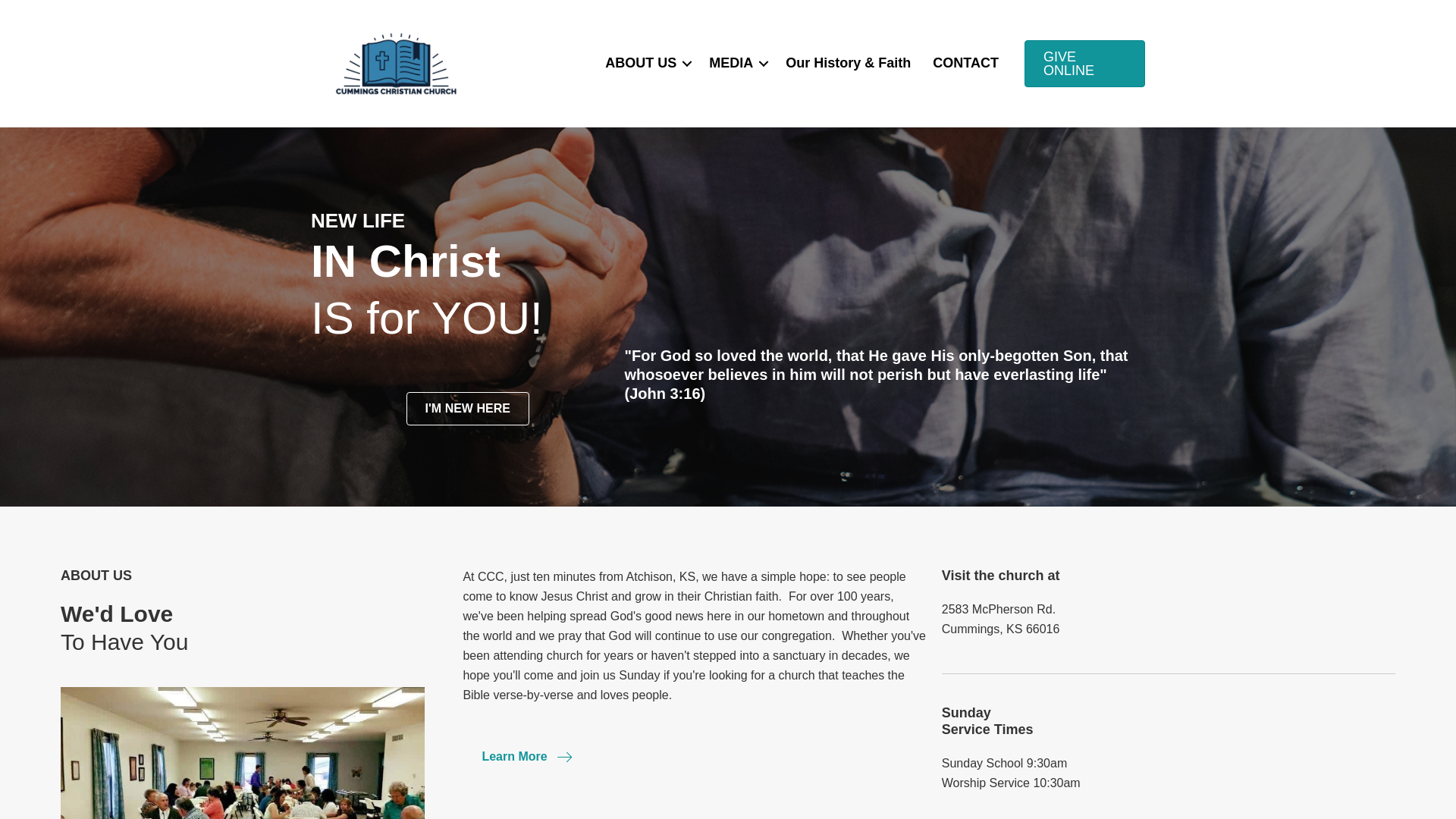 website screenshot of https://cummingschristian.church/