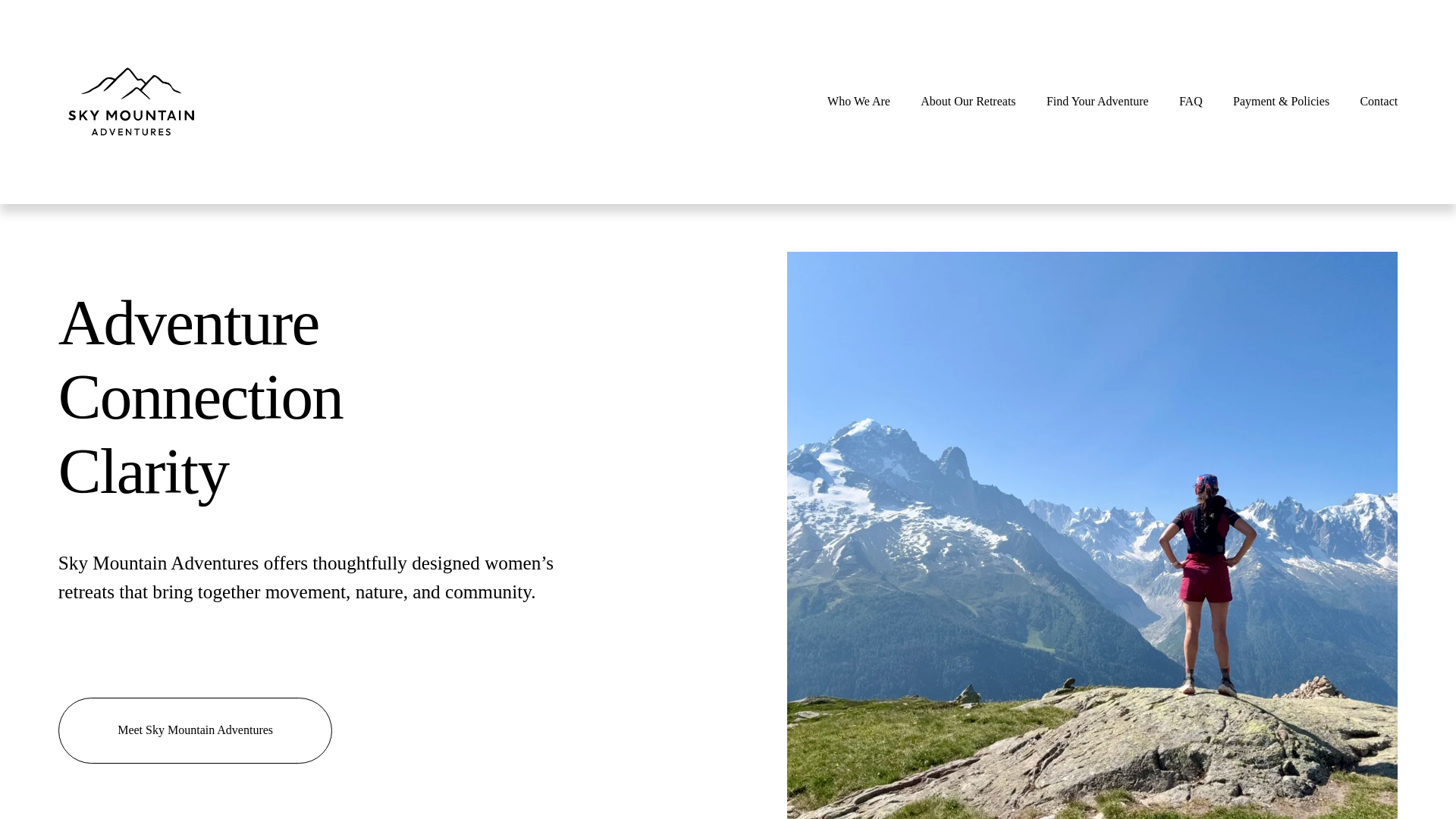 website screenshot of https://skymountainadventures.com