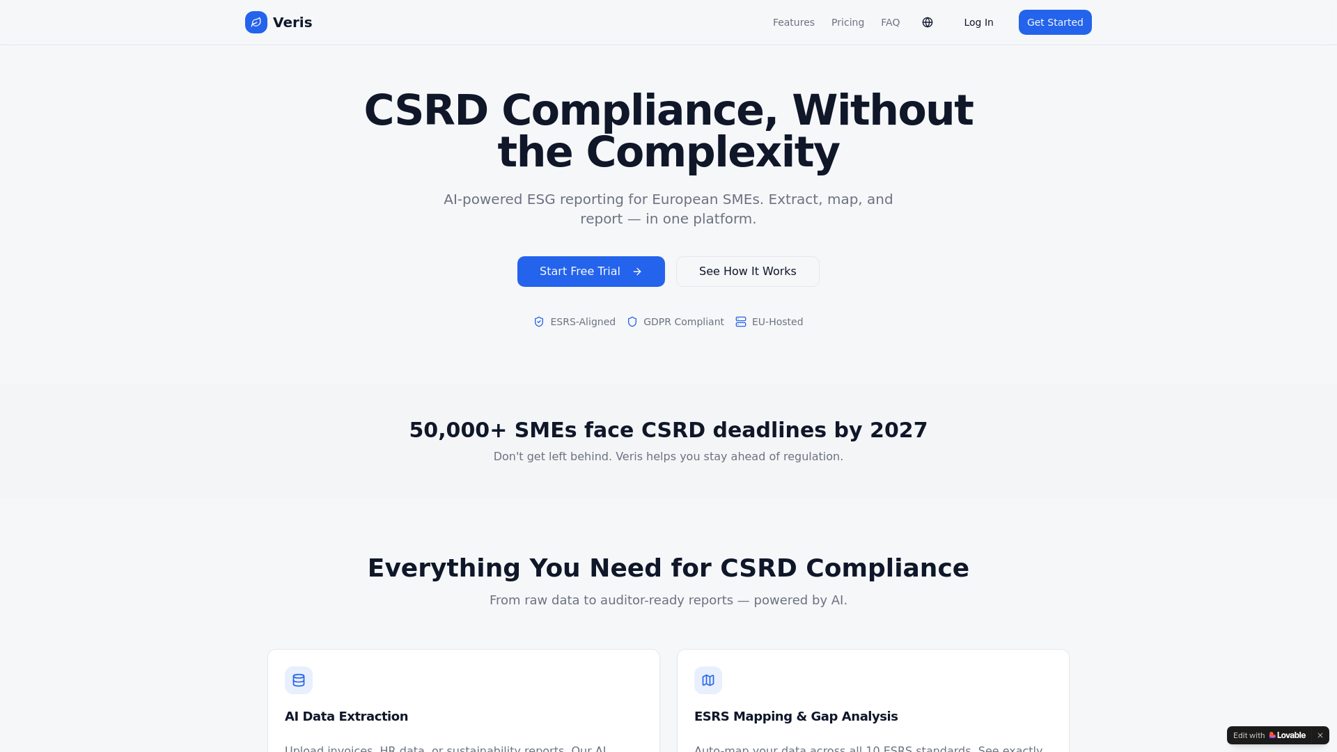 website screenshot of https://veriseurope.com/