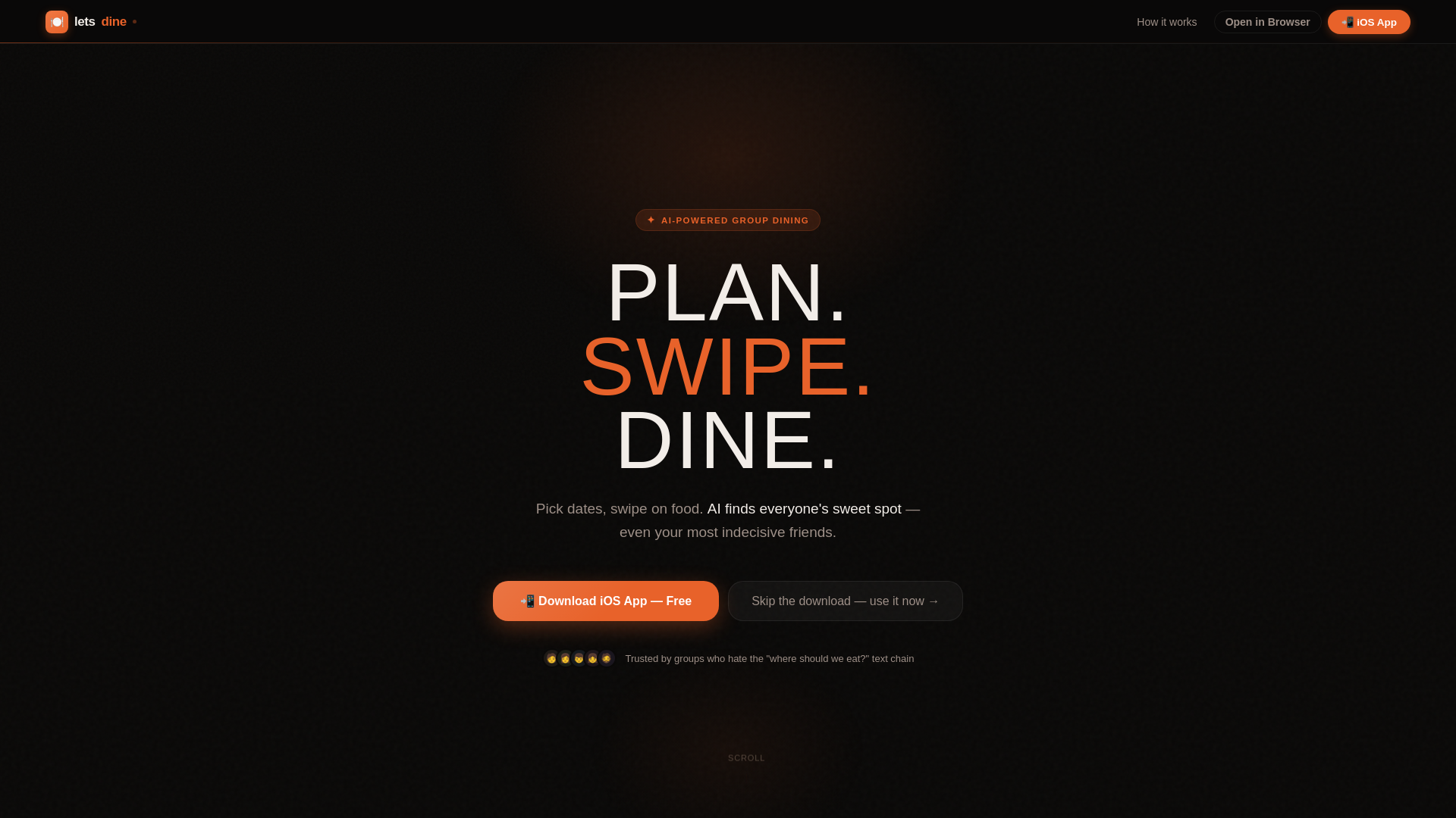 website screenshot of https://letsdine.app