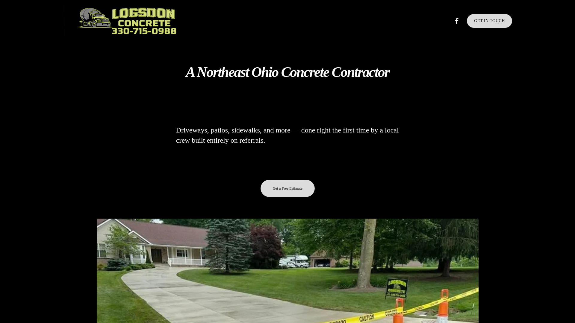 website screenshot of https://logsdonconcrete.com