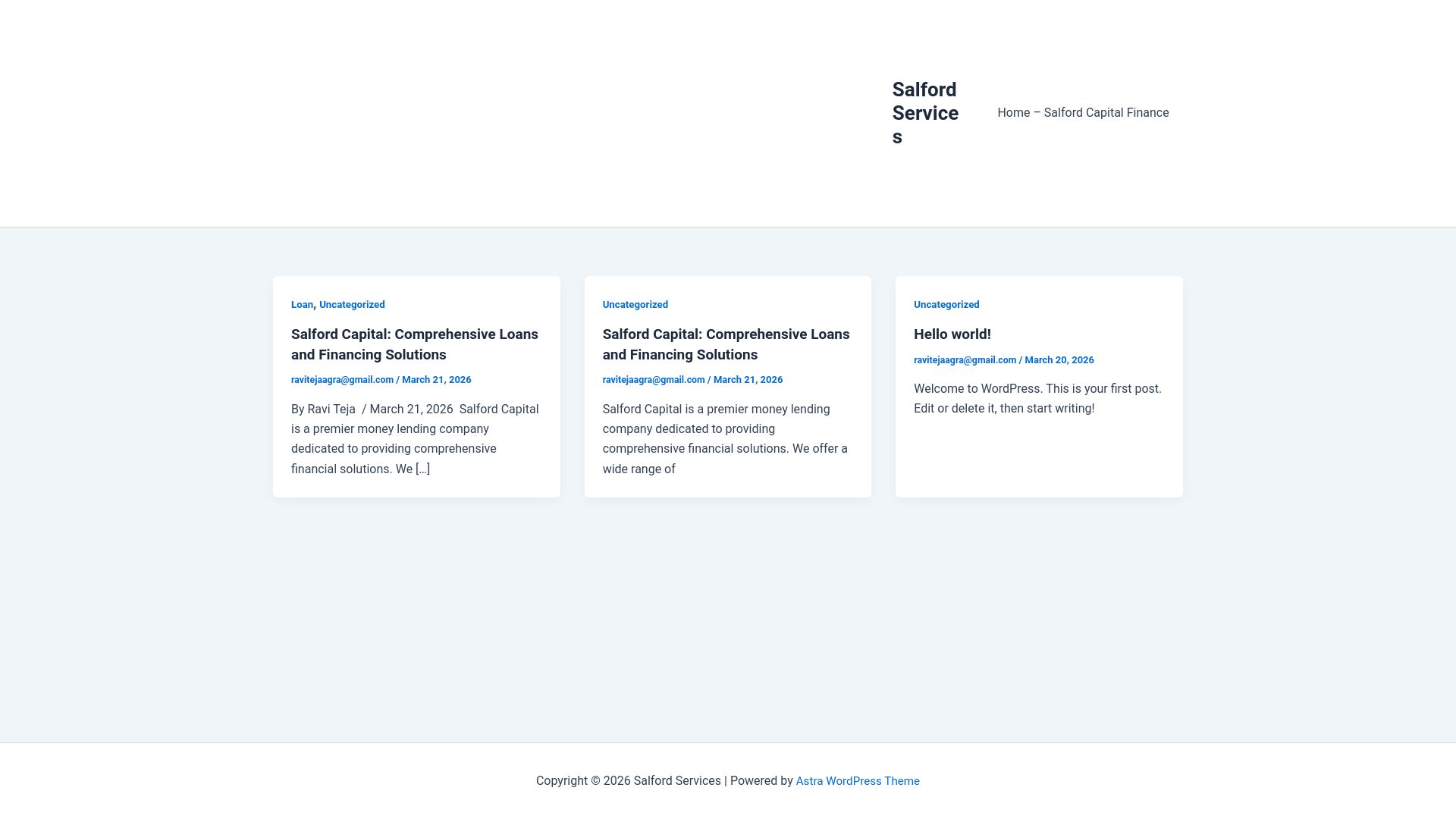 website screenshot of https://salfordservices.in/