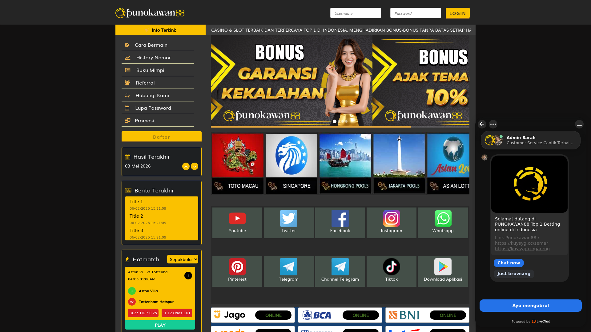 website screenshot of https://punokawan88asek.org/