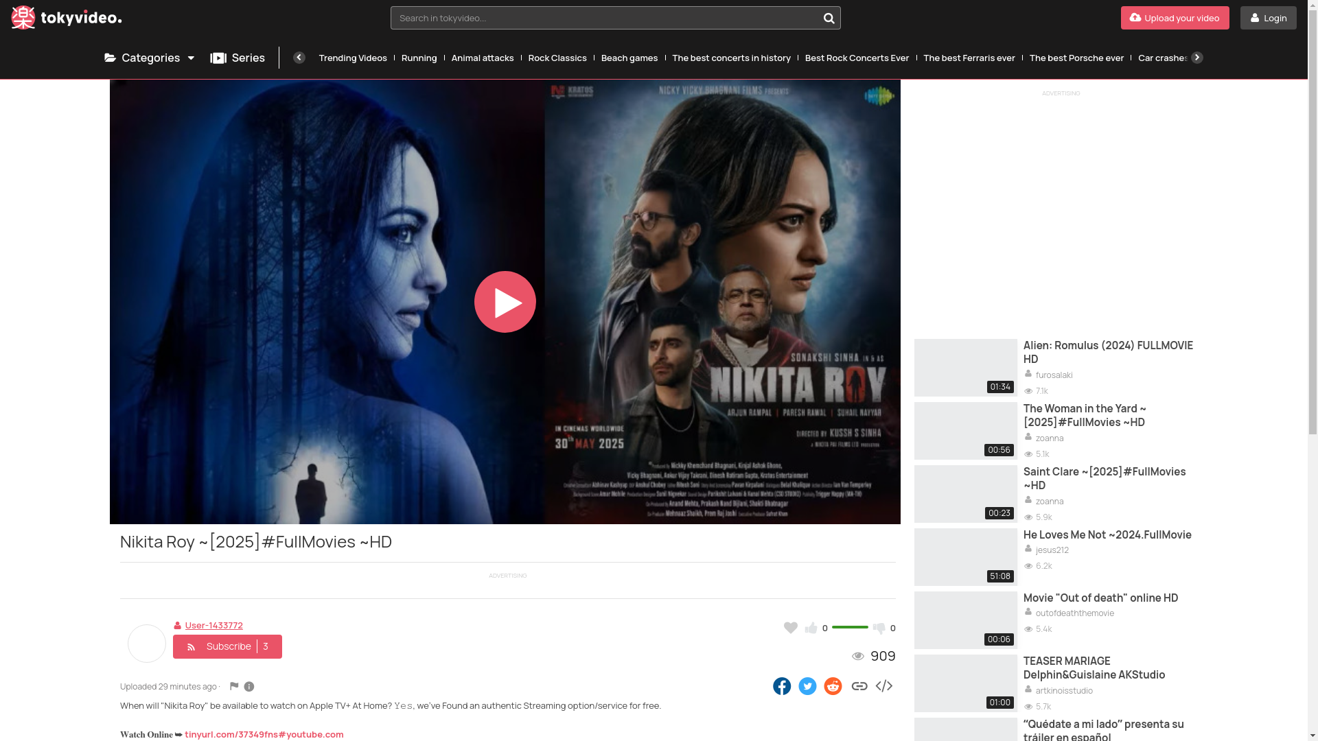 website screenshot of https://www.tokyvideo.com/video/nikita-roy-2025-fullmovies-hd