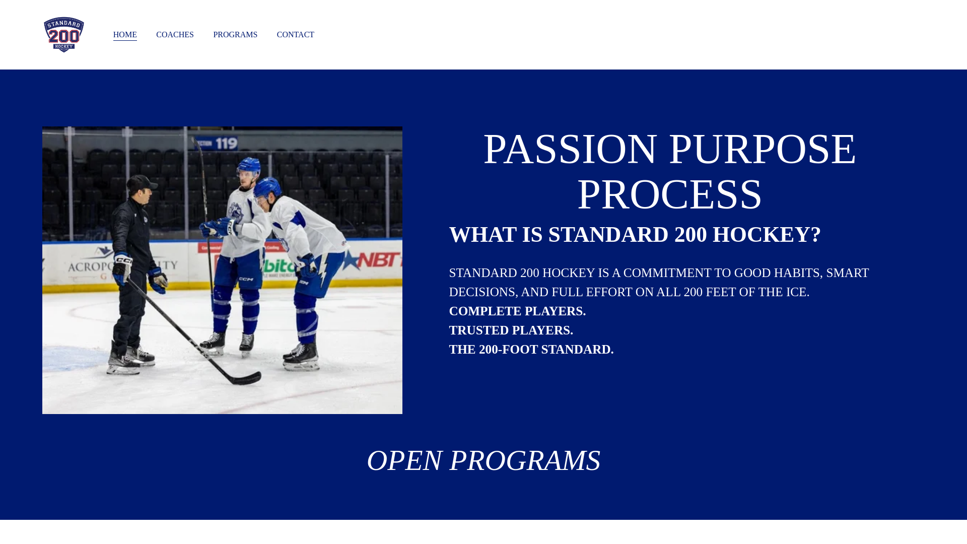 website screenshot of https://standard200hockey.com