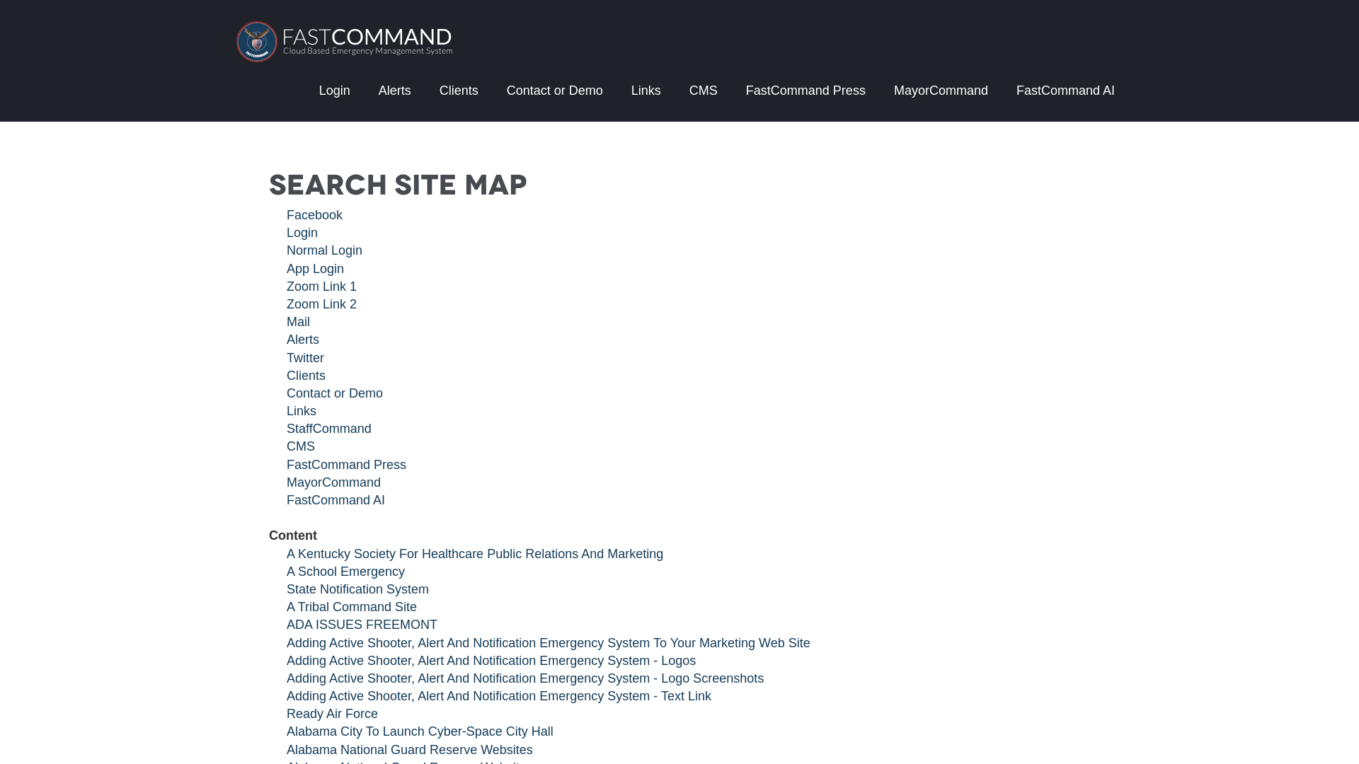 website screenshot of https://www.fastcommand.com/sitemap.php