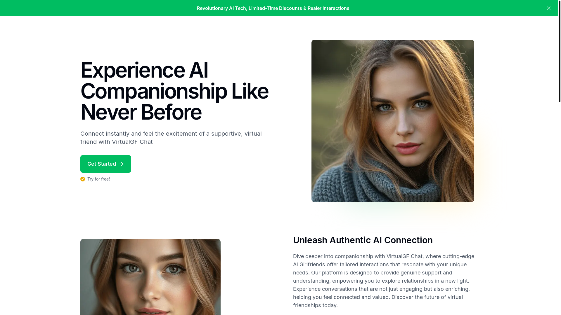 website screenshot of https://virtualgfchat.com/