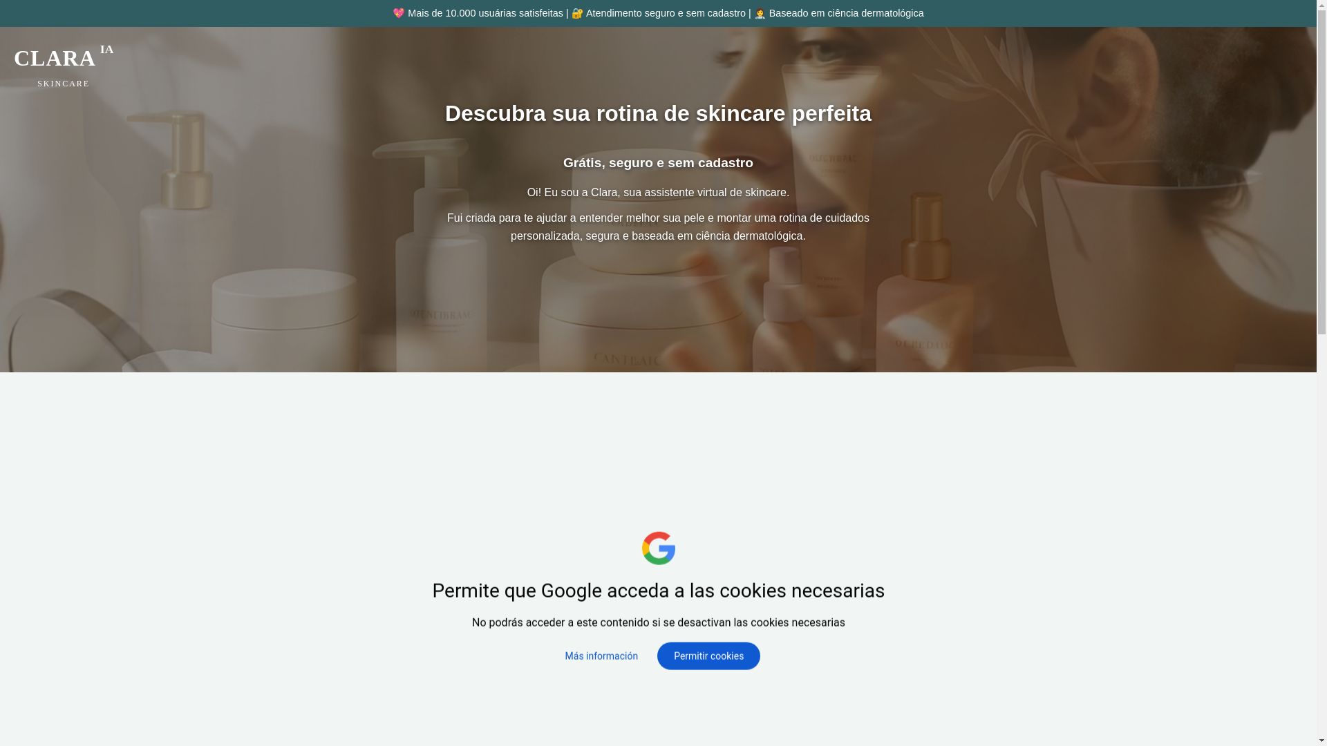 website screenshot of https://skincareai.com.br/