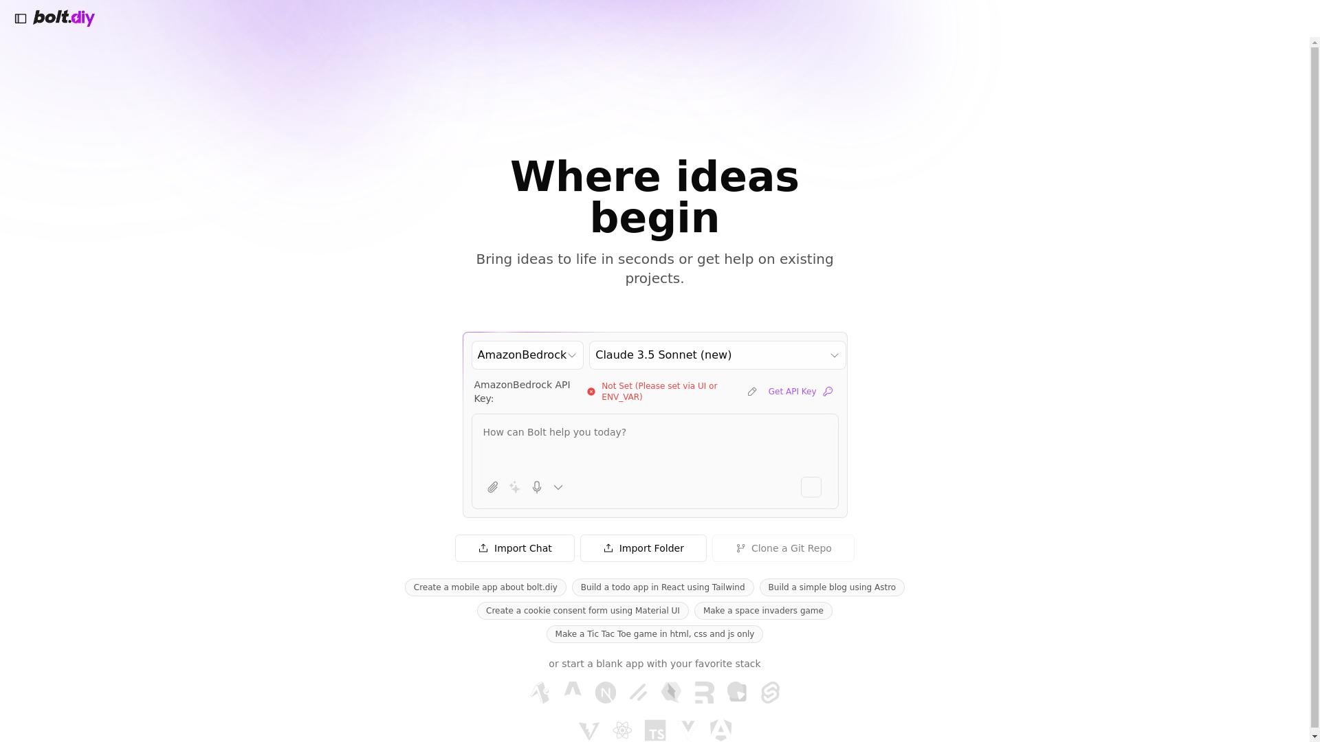 website screenshot of https://bolt-diy-cloudflare-66p.pages.dev/