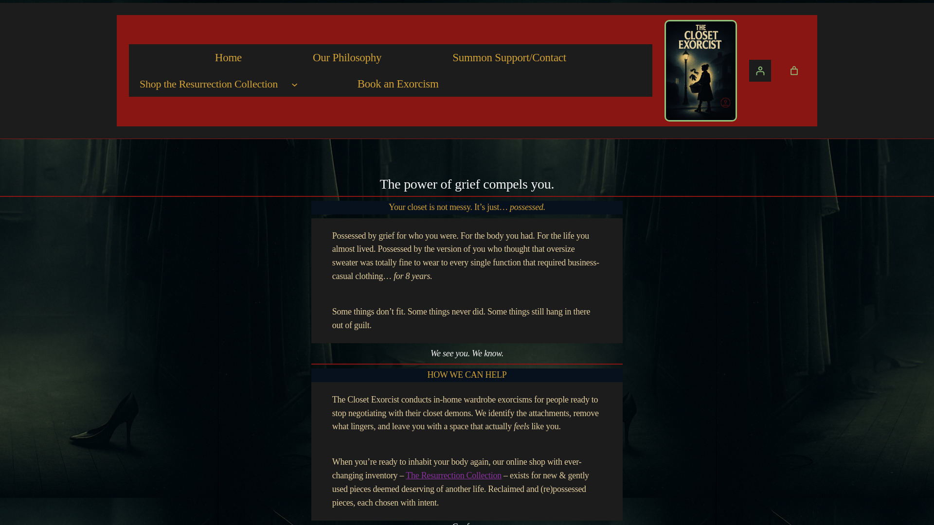 website screenshot of https://ohnoclosetdemons.org/