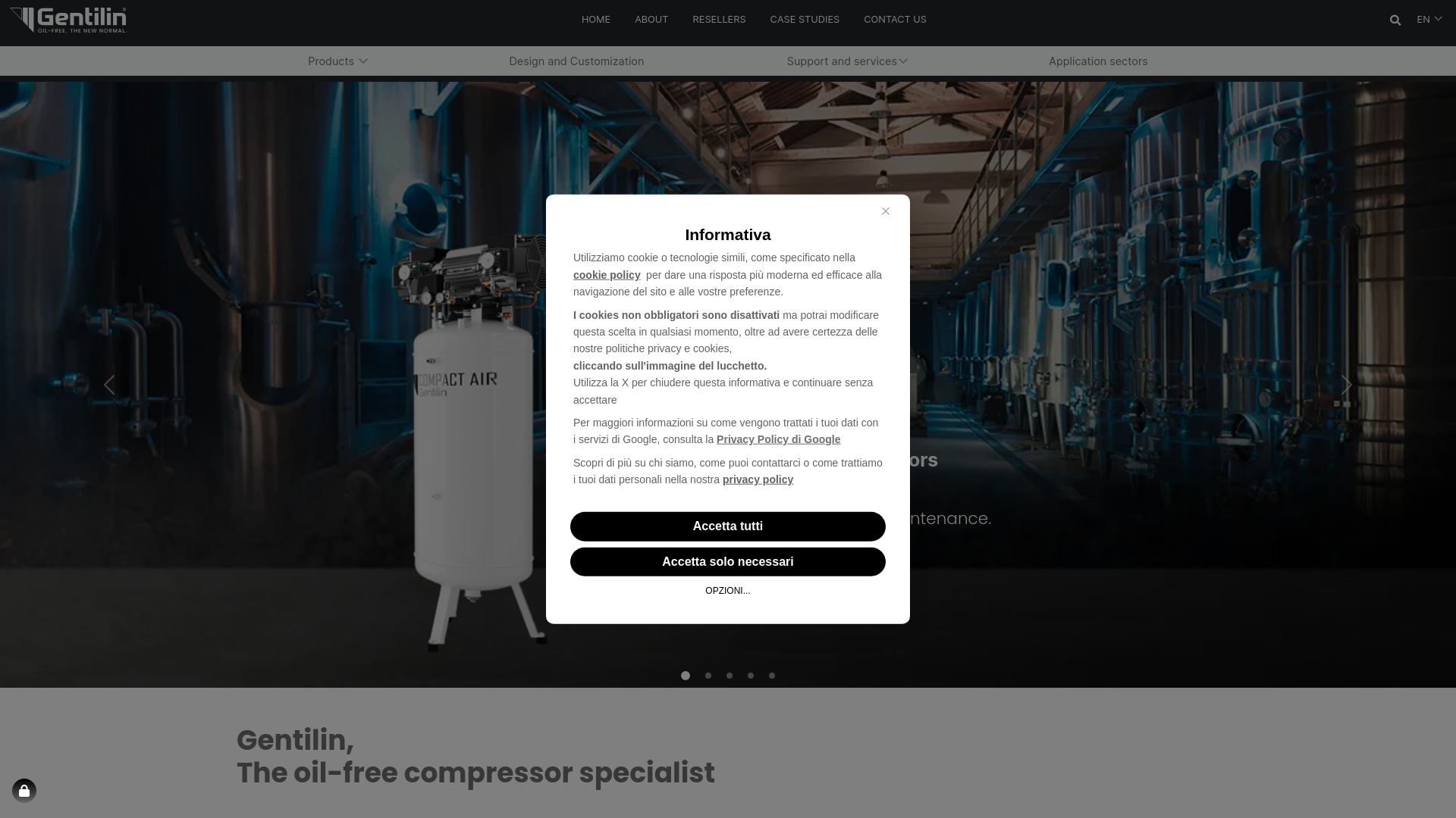 website screenshot of https://gentilinair.com.cn