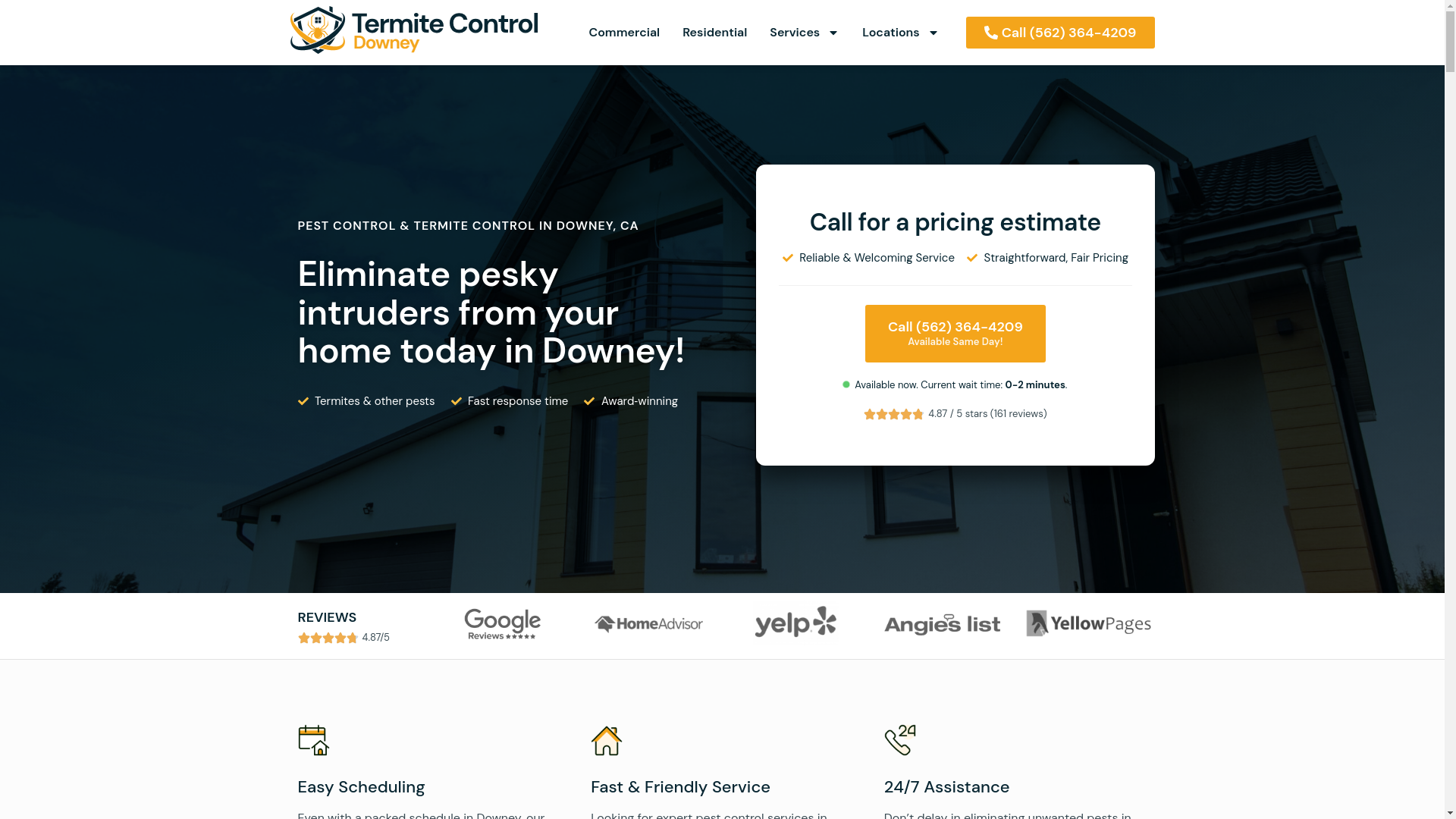 website screenshot of https://downeytermites.com/