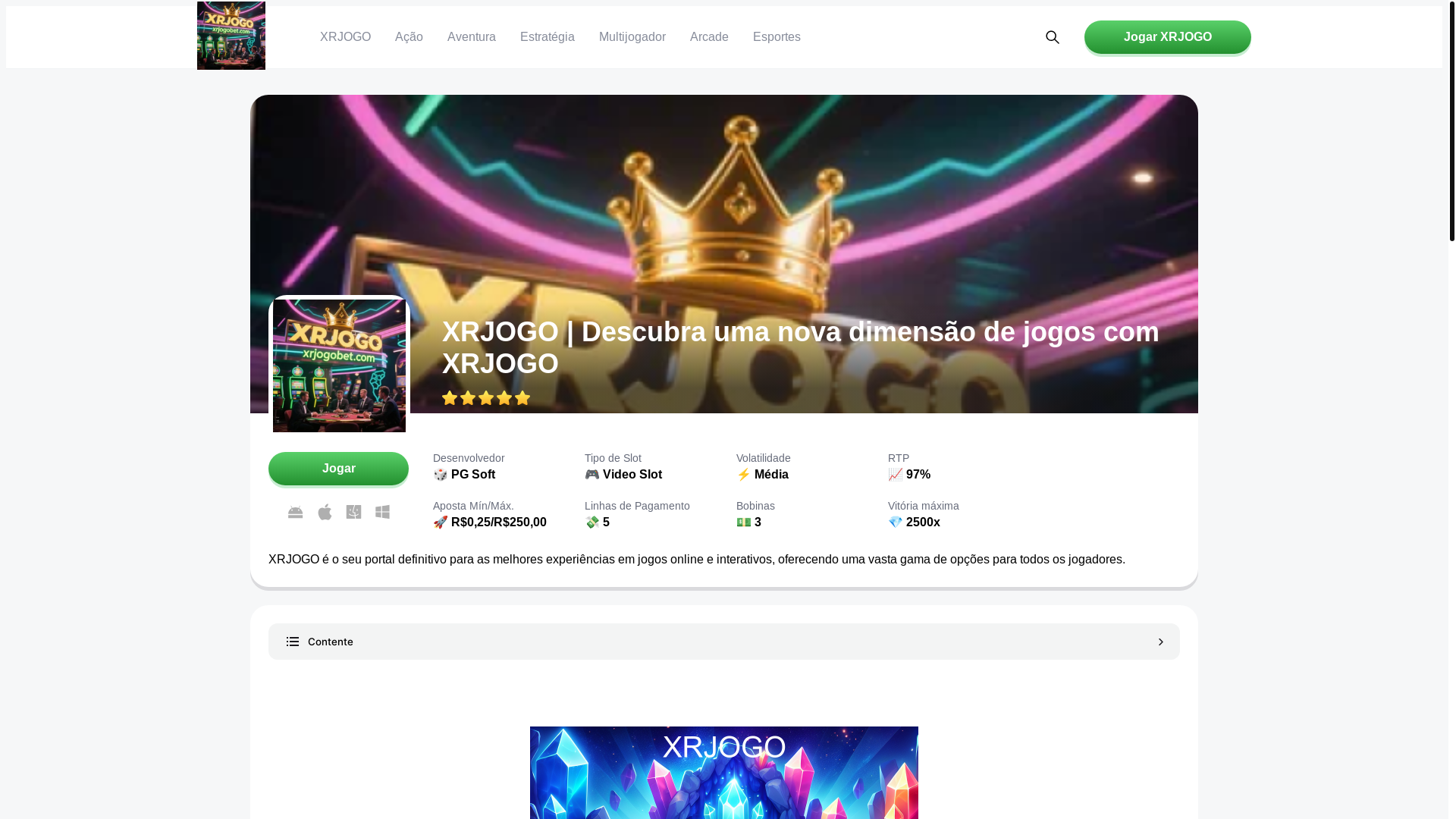 website screenshot of https://xrjogobet.com/