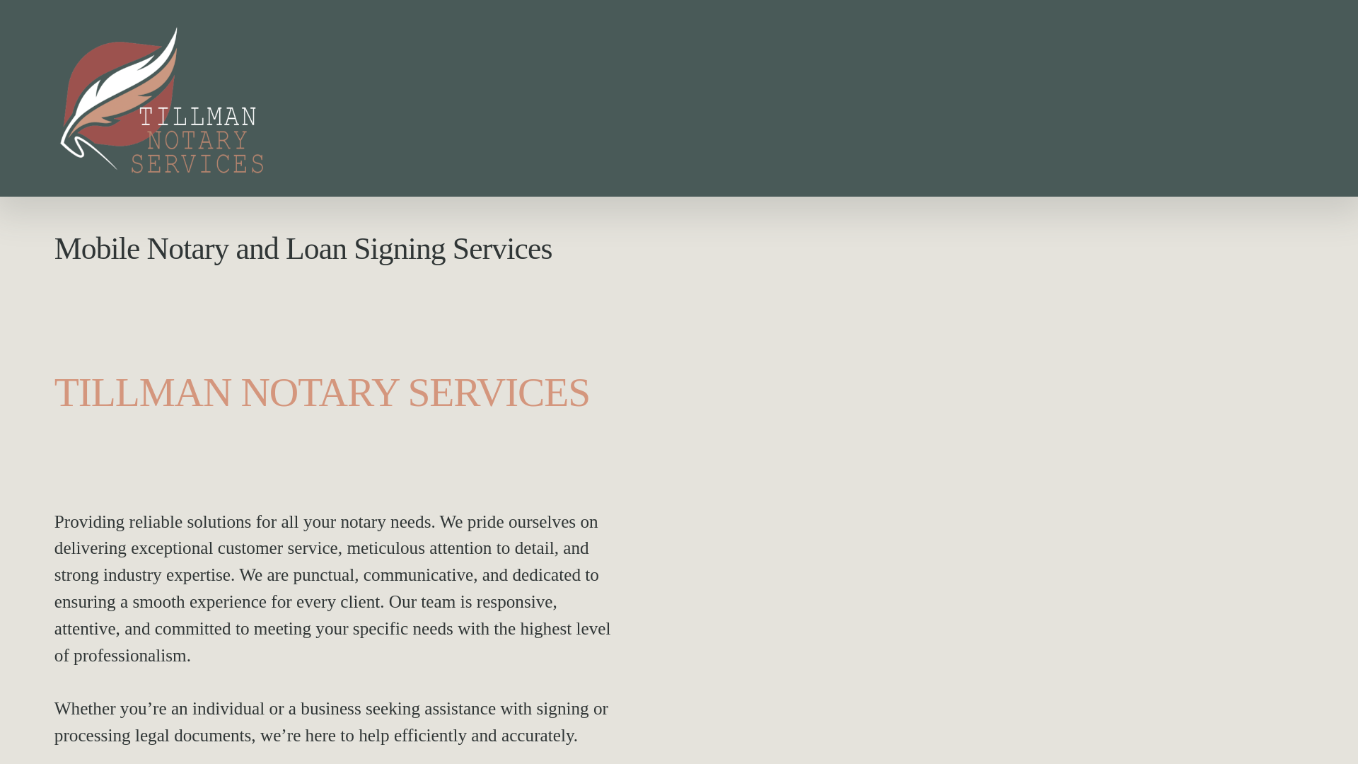 website screenshot of https://tillmannotaryservices.com/