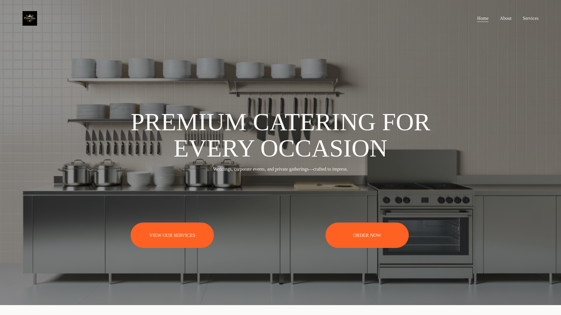 website screenshot of https://primebitescatering.com
