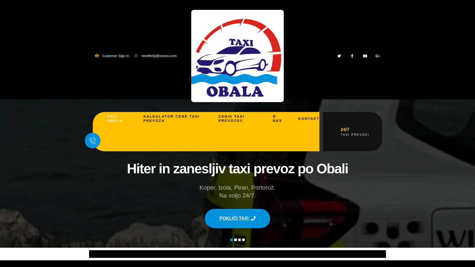 website screenshot of https://taxiobala.eu/