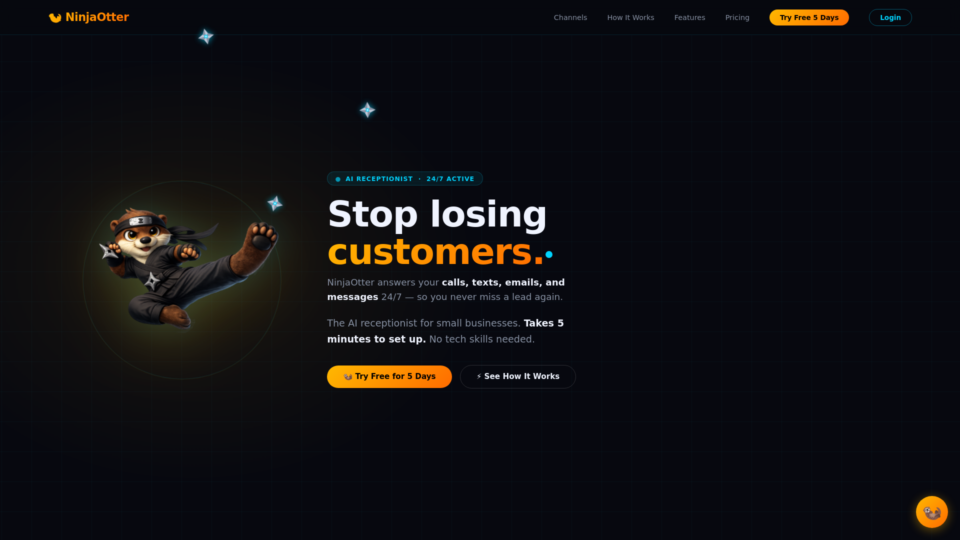 website screenshot of https://ninjaotter.io/