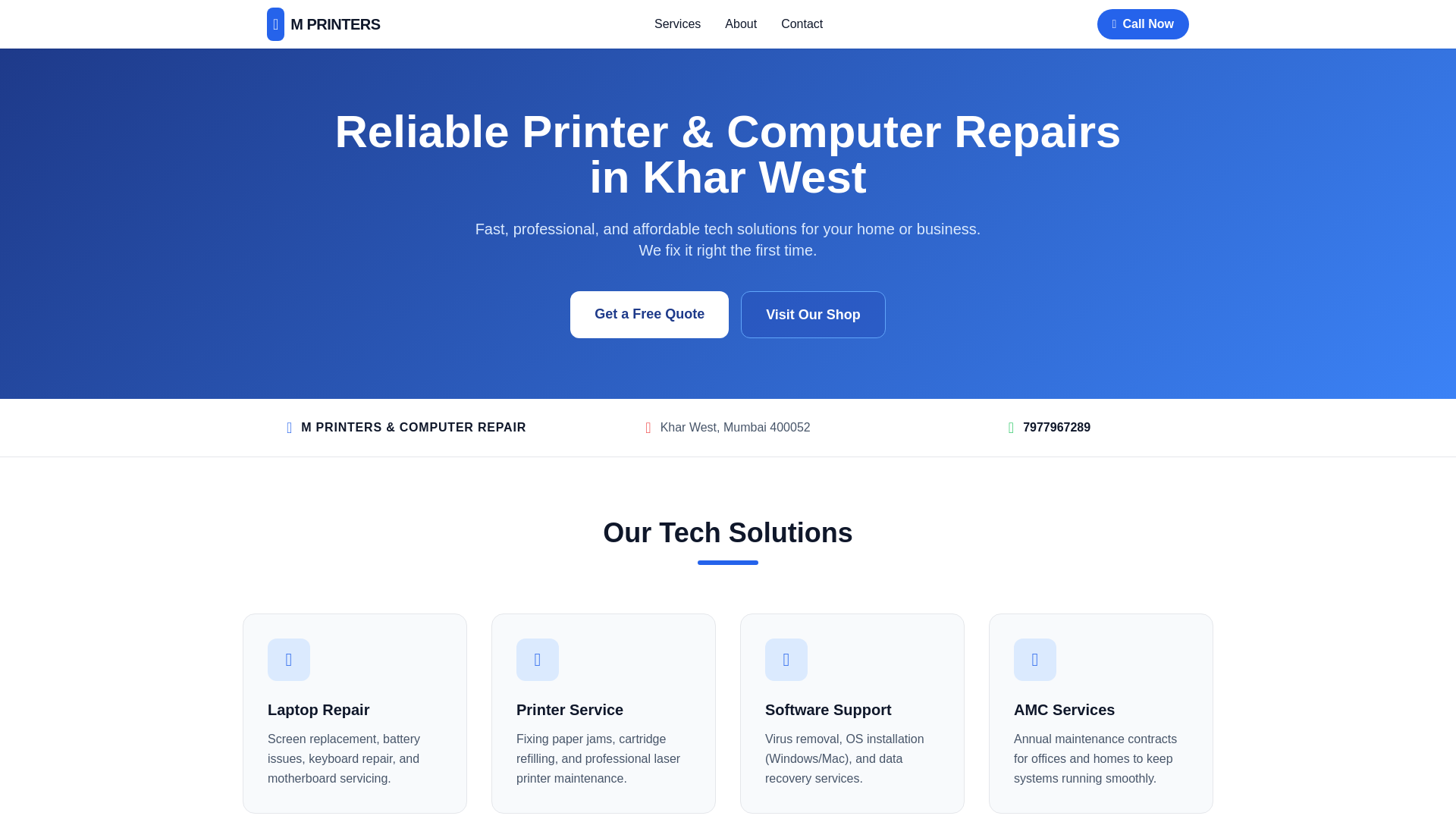 website screenshot of https://mcomputers.online/