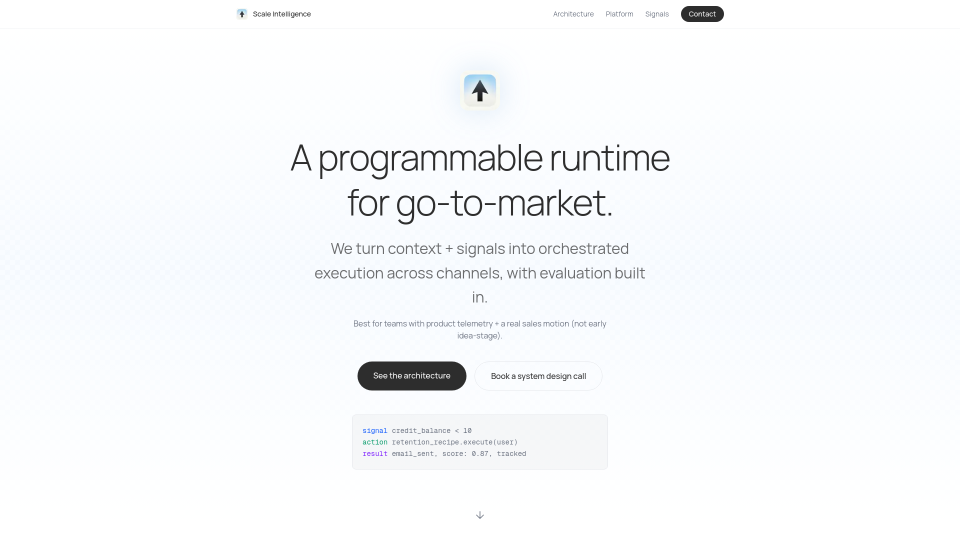 website screenshot of https://scaleintelligence.org/
