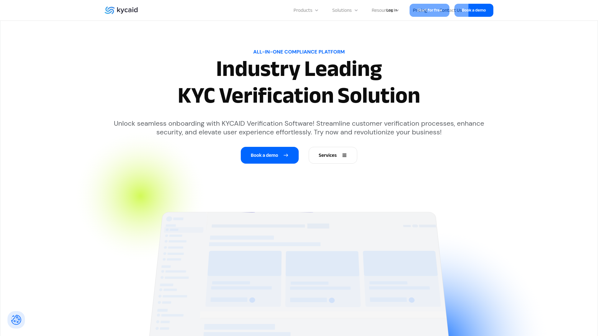 website screenshot of https://kycaid.com/